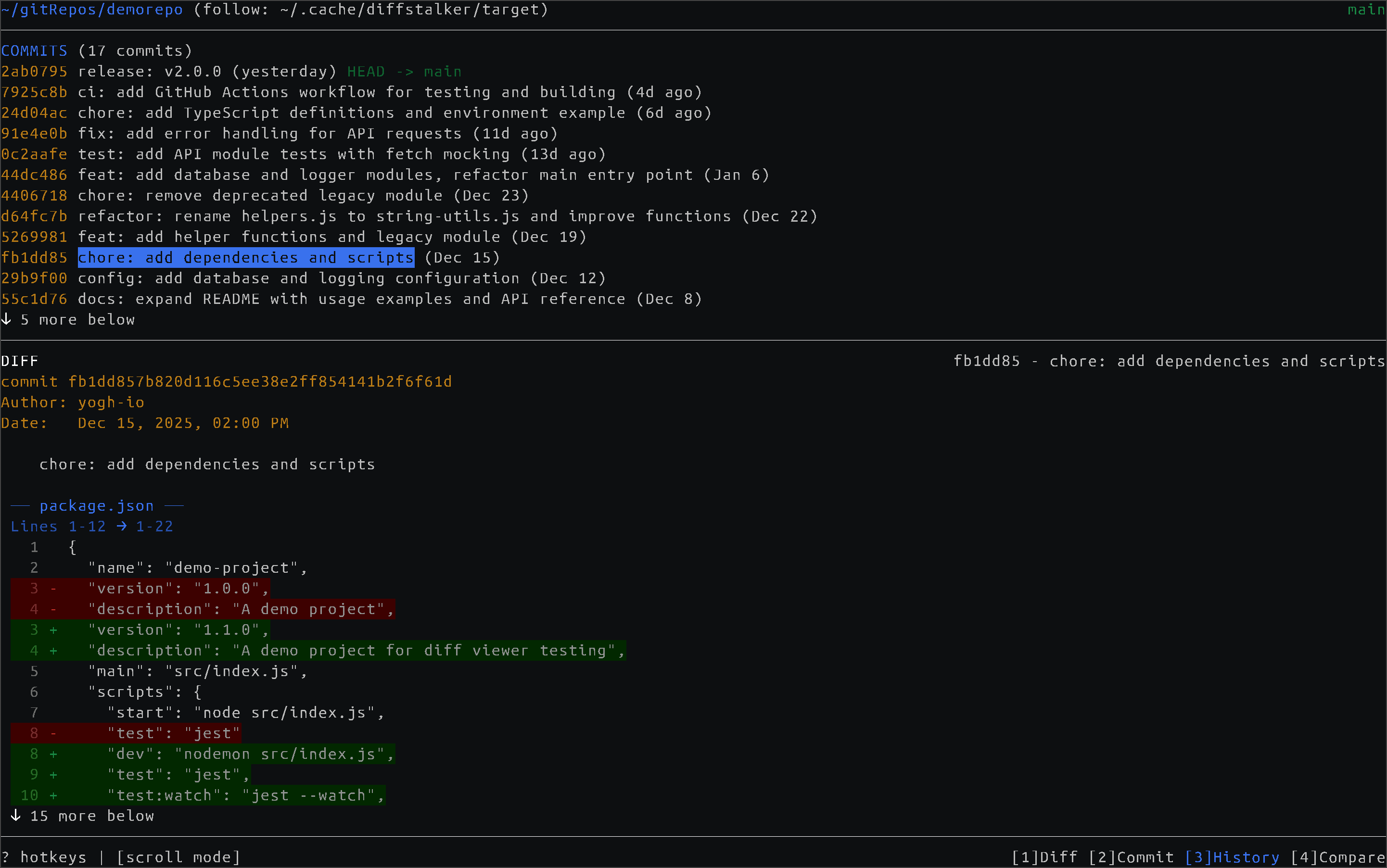 diffstalker history view