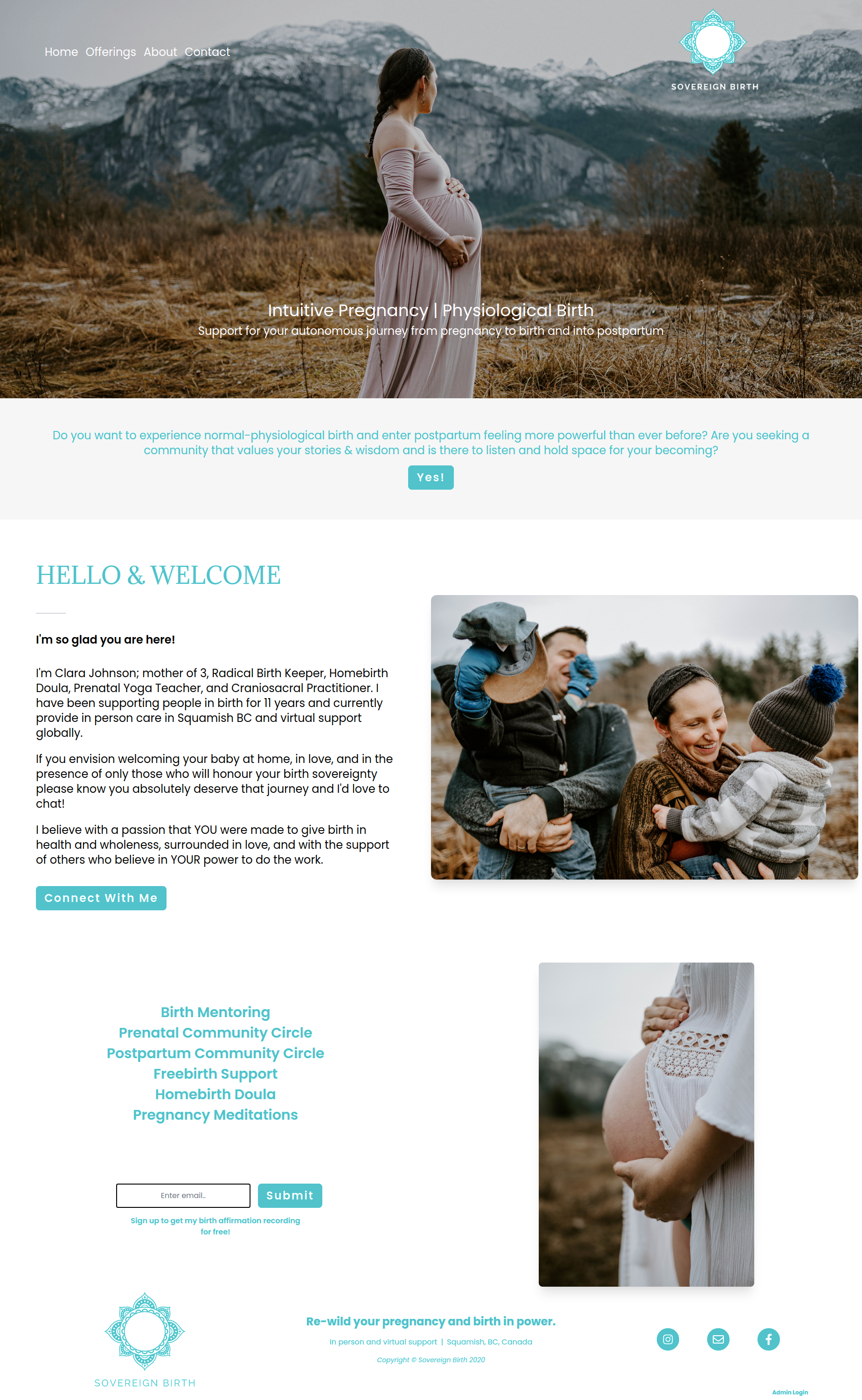 Preview of Sovereign Birth Business Website