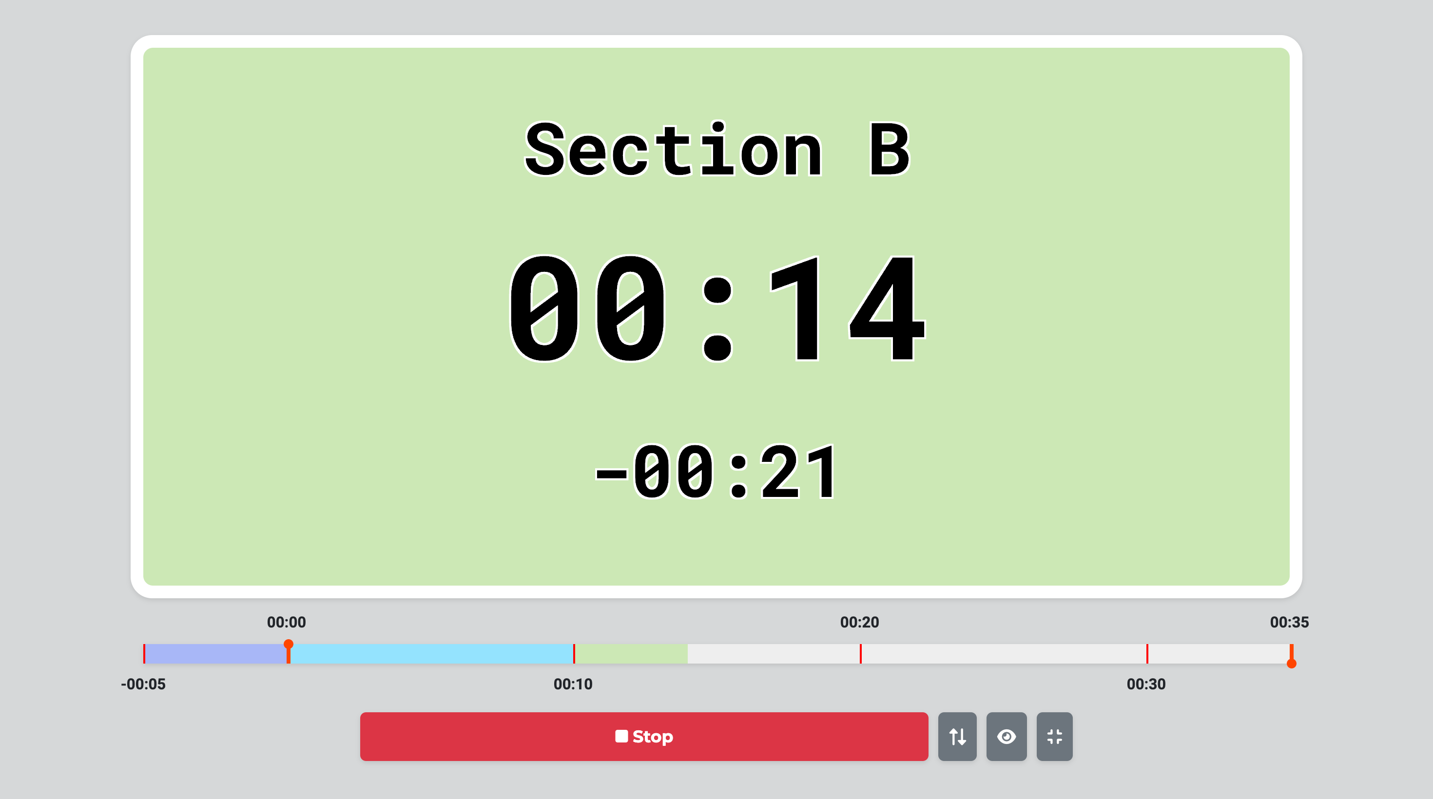 Five Block Timer Screenshot (fullscreen mode)