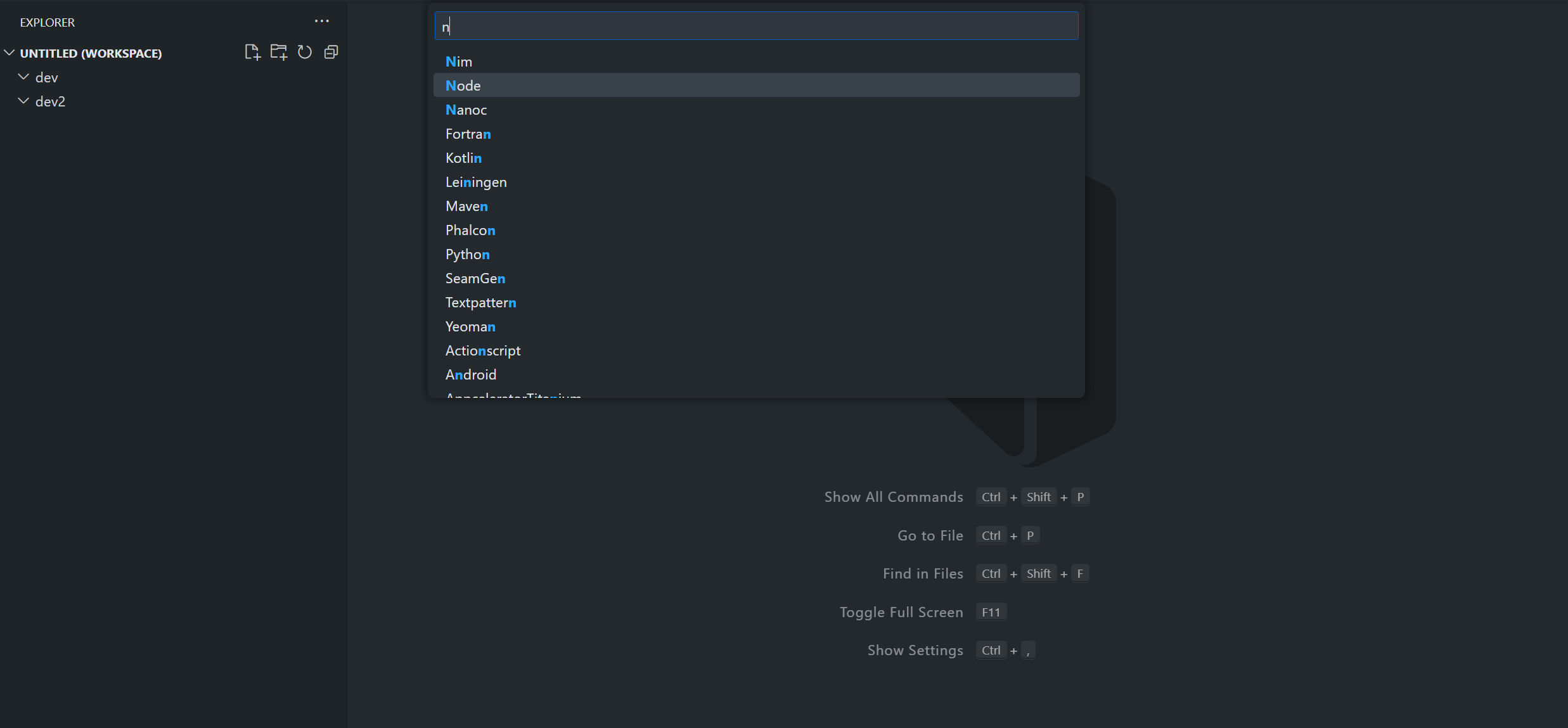 Example of search for node