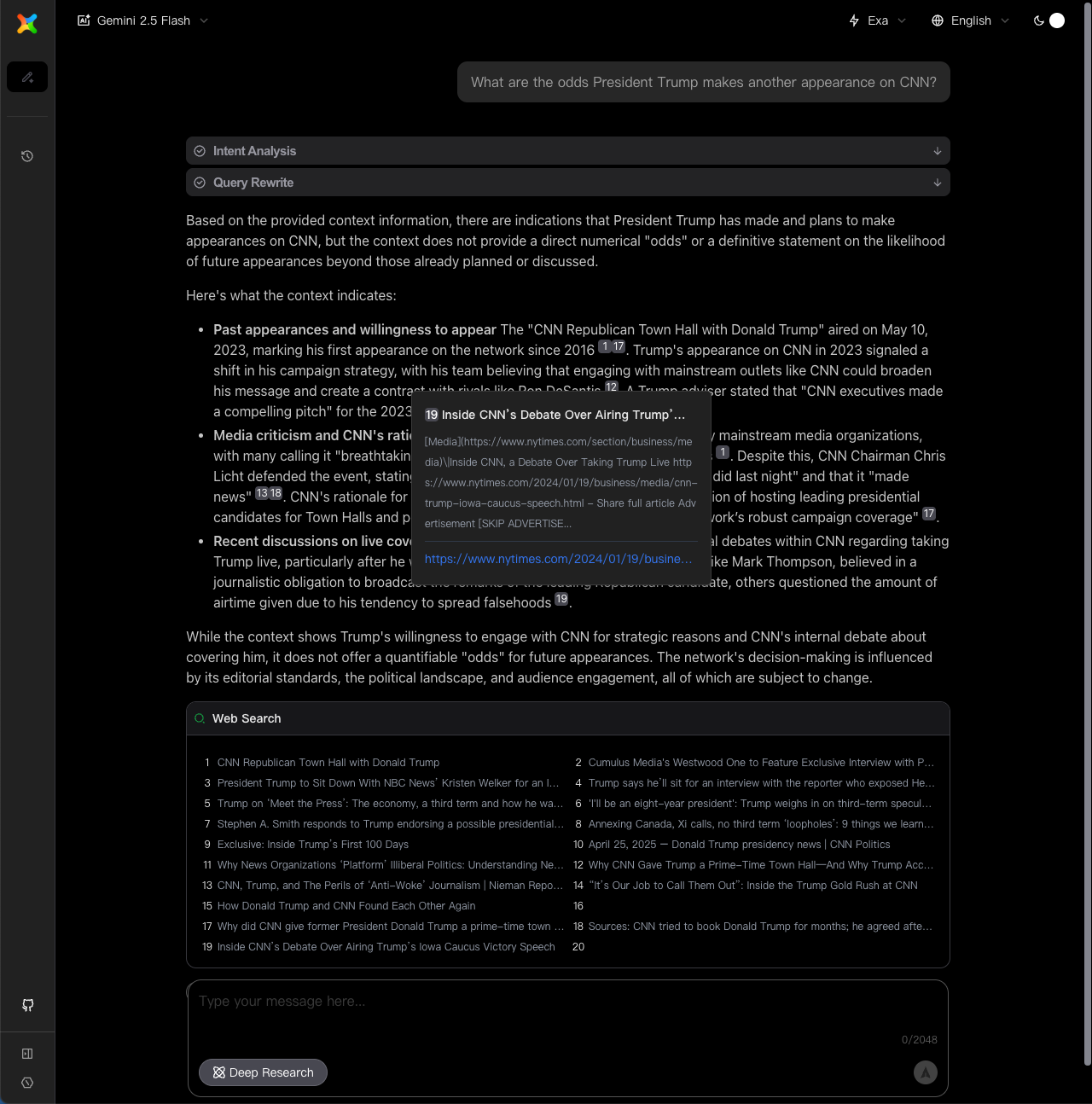 AI Search Chat Interface