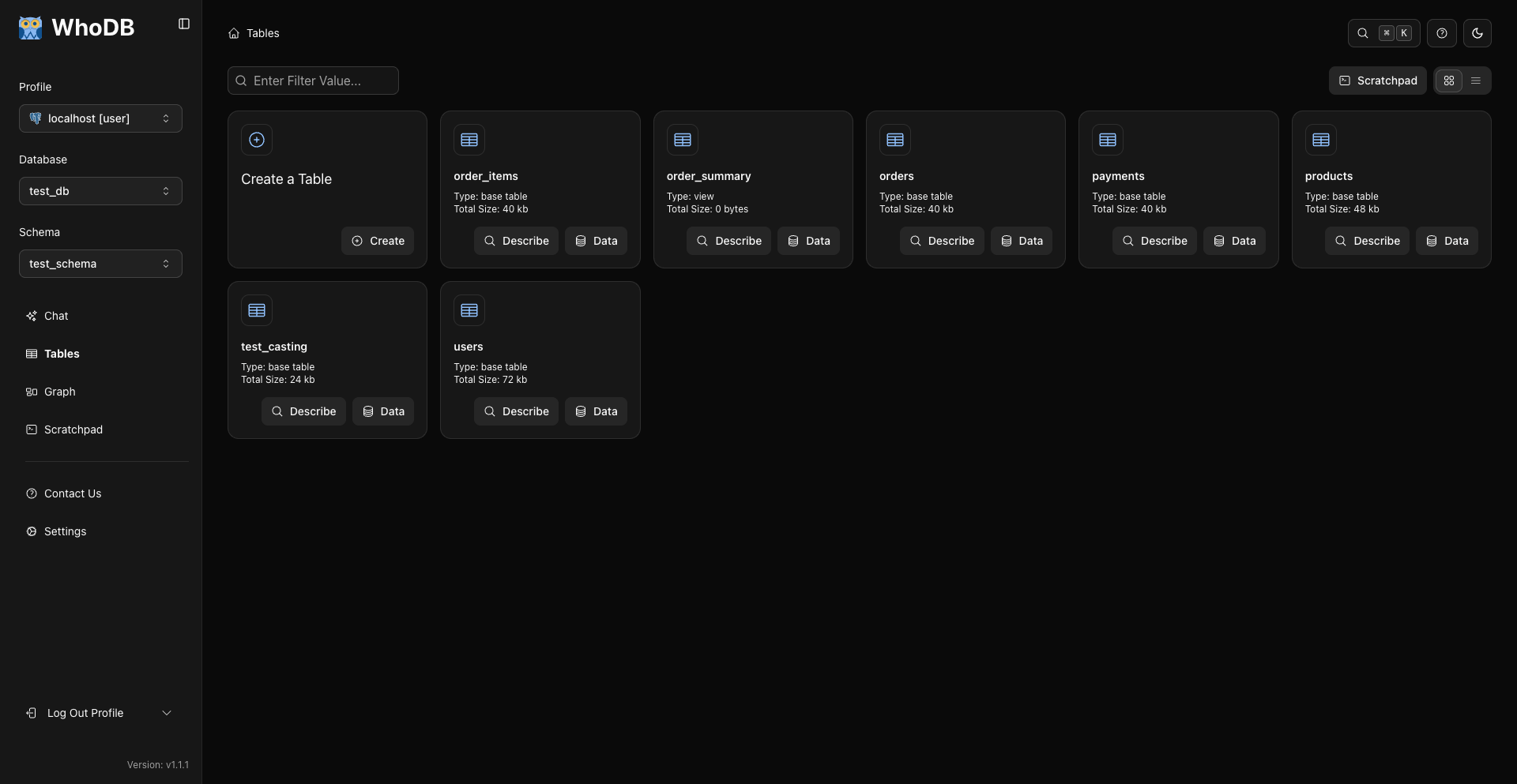 WhoDB Interface
