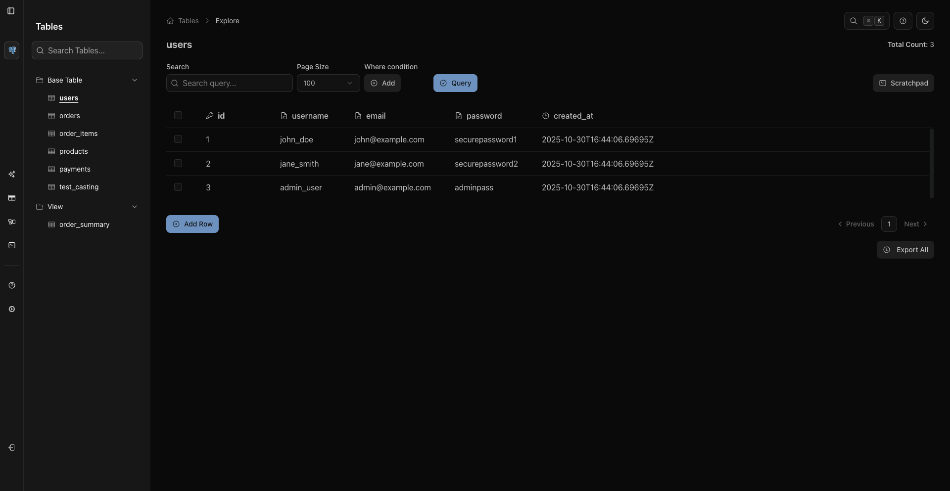 Add Row