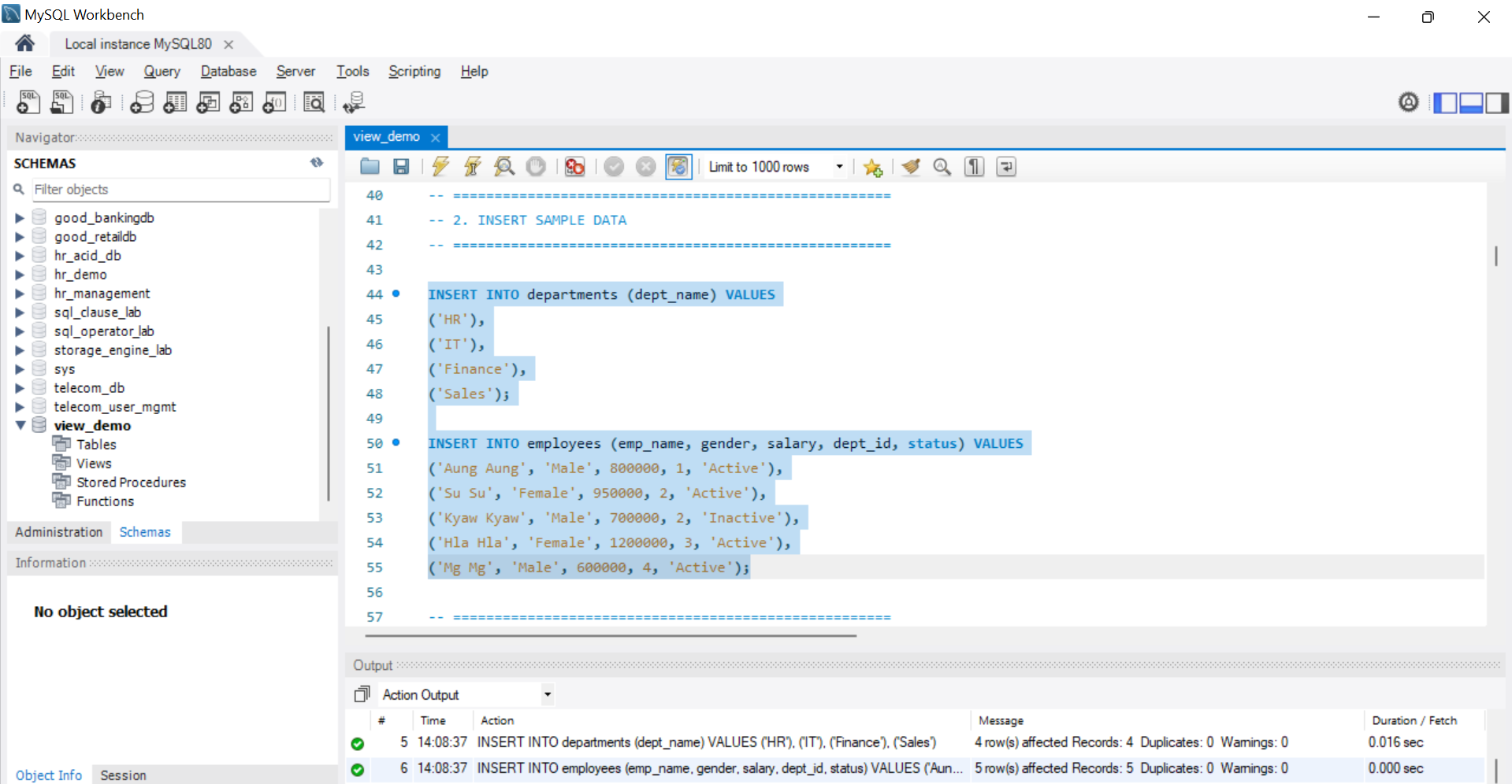 SQL Output
