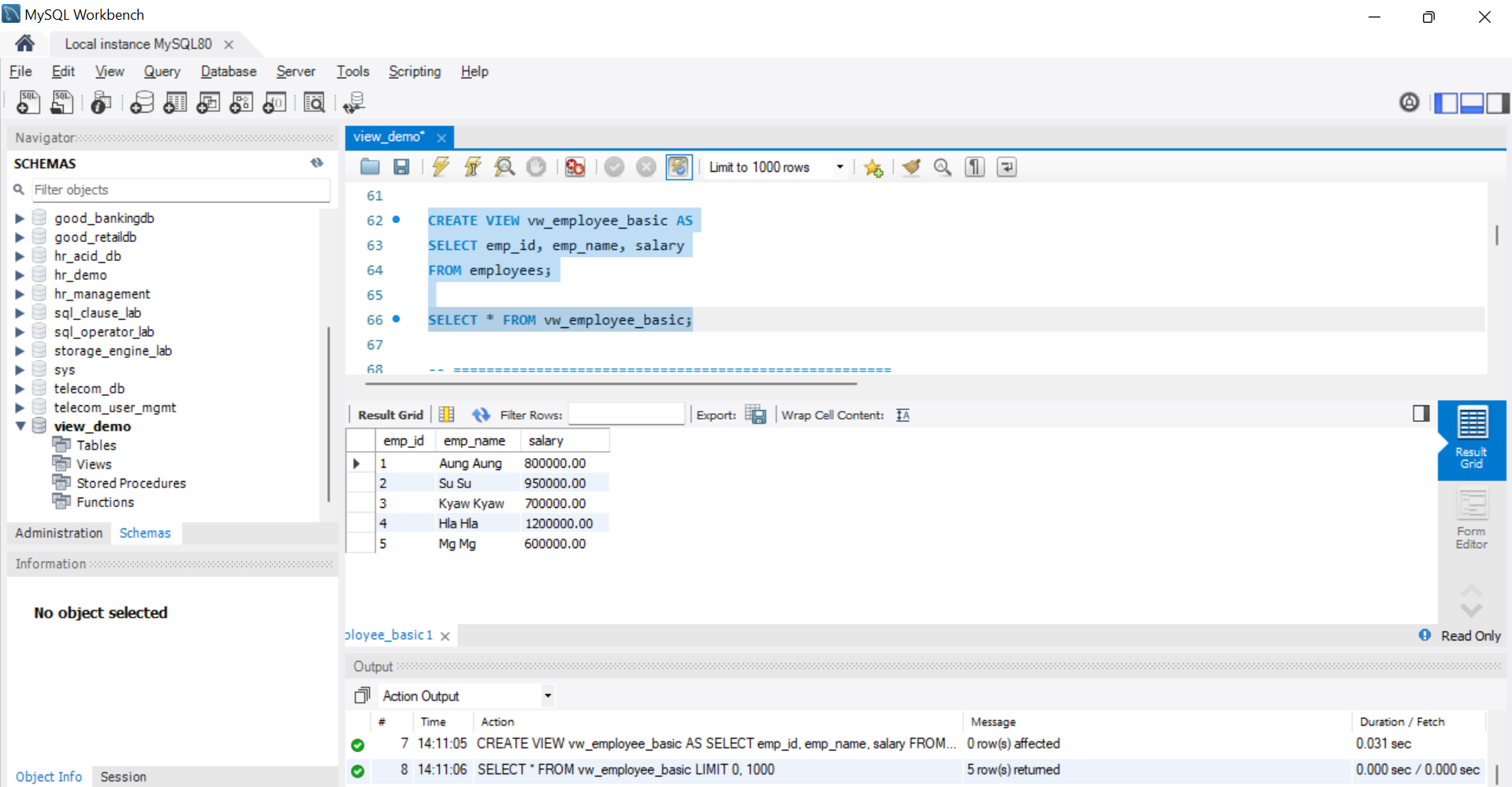 SQL Output