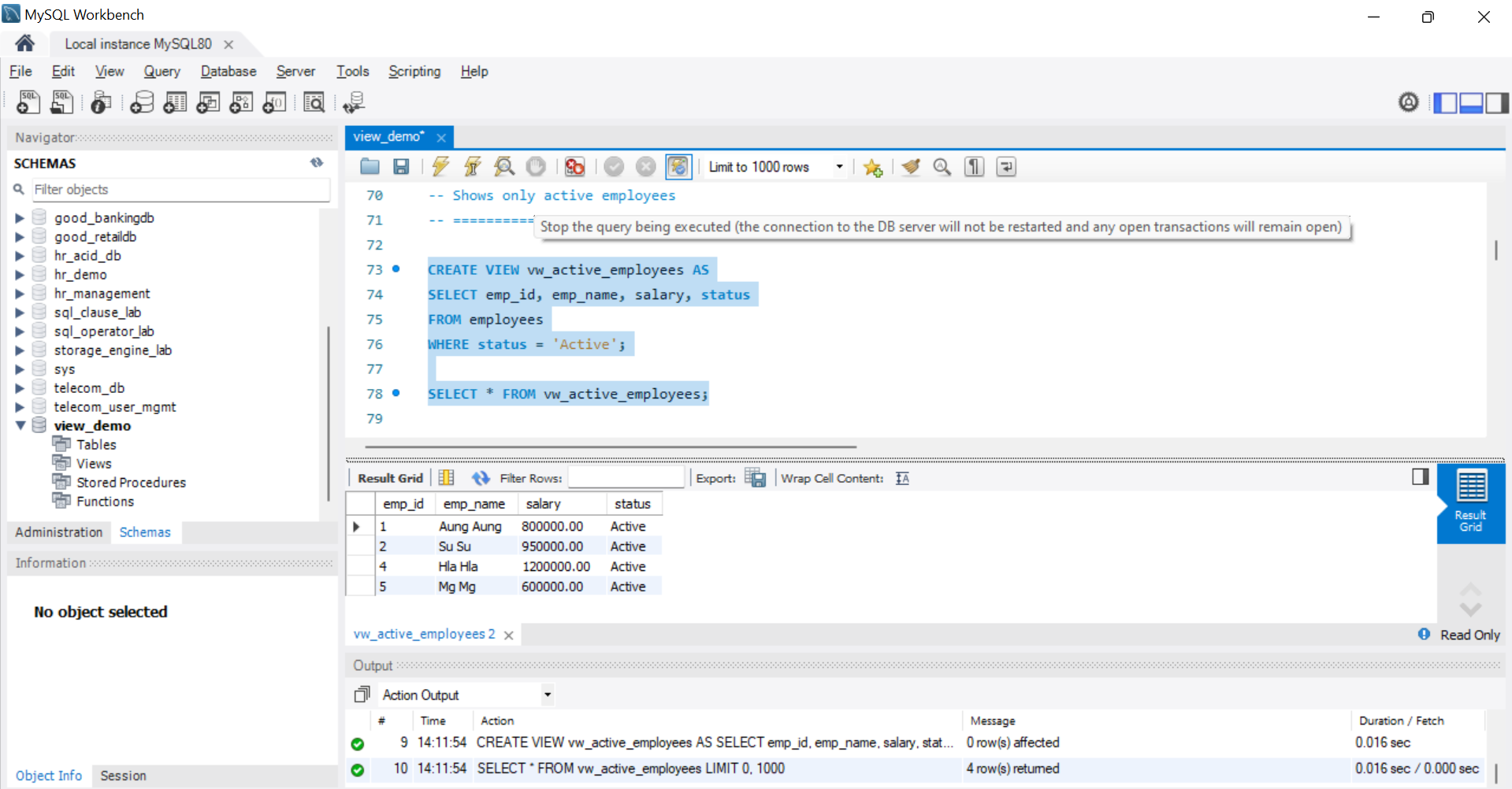 SQL Output