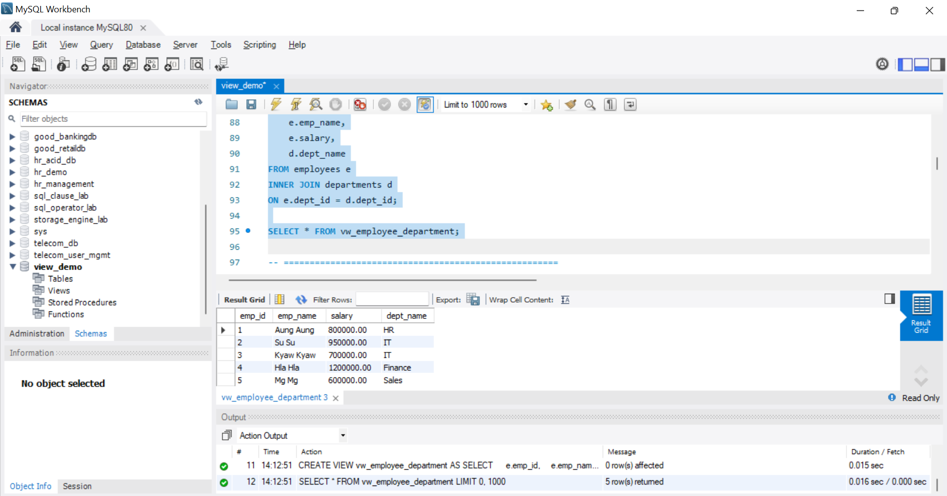 SQL Output