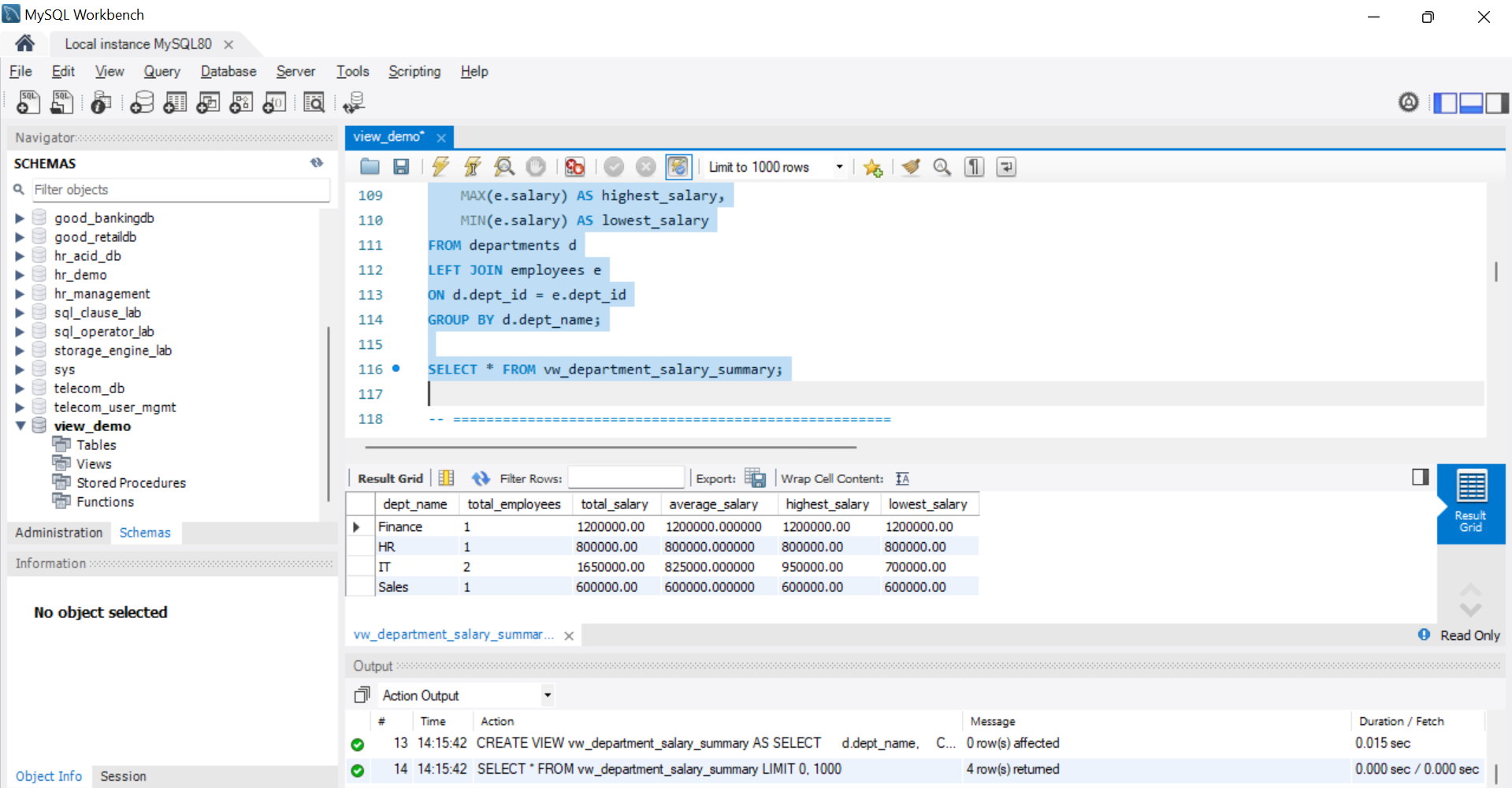SQL Output