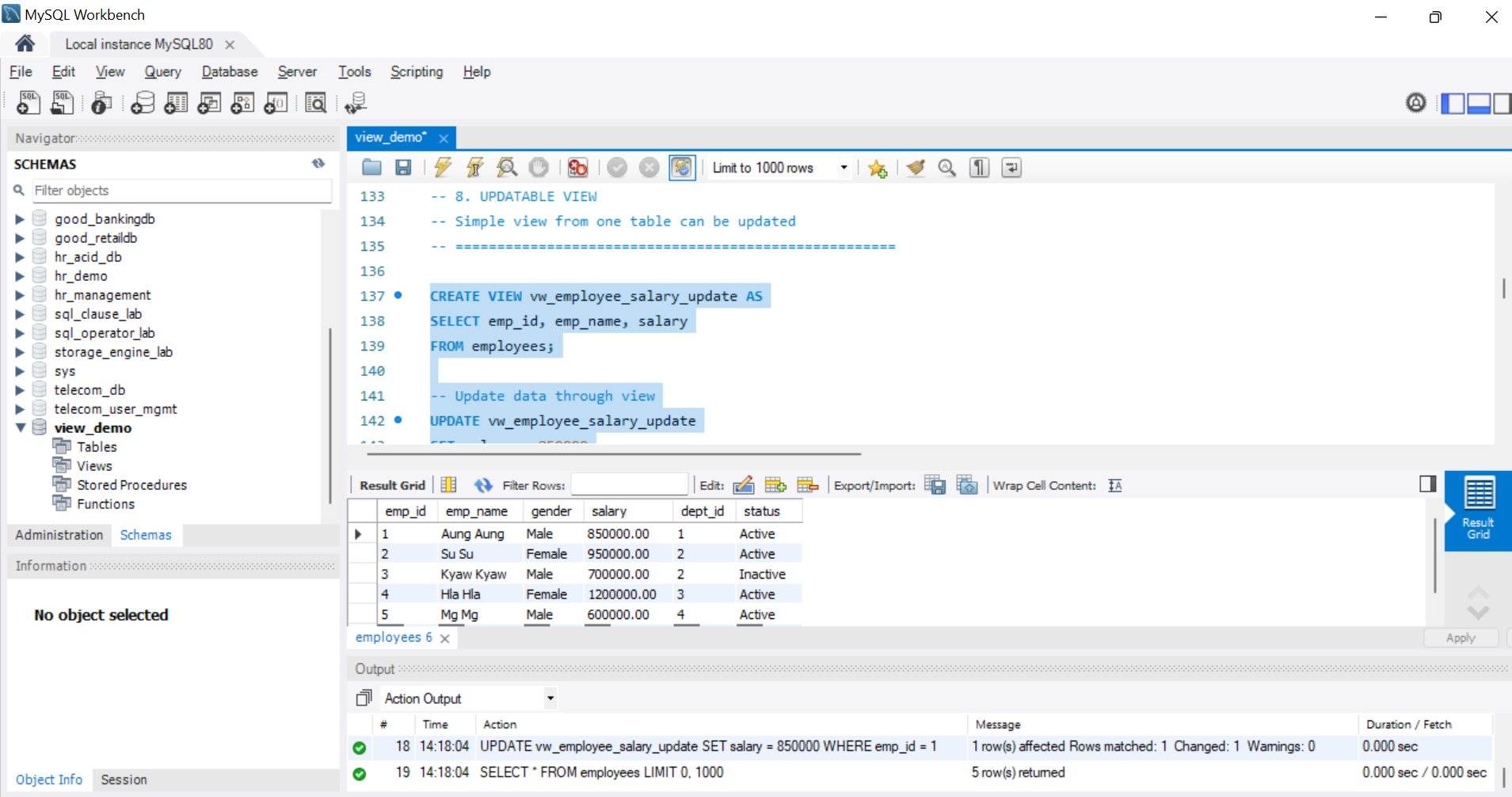 SQL Output