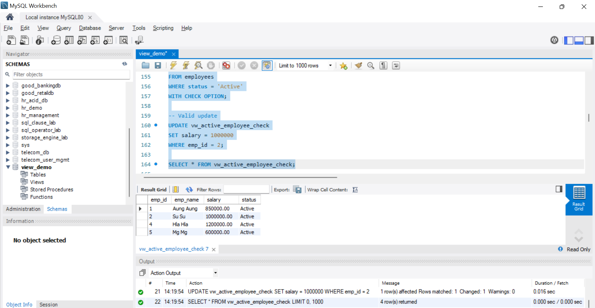 SQL Output