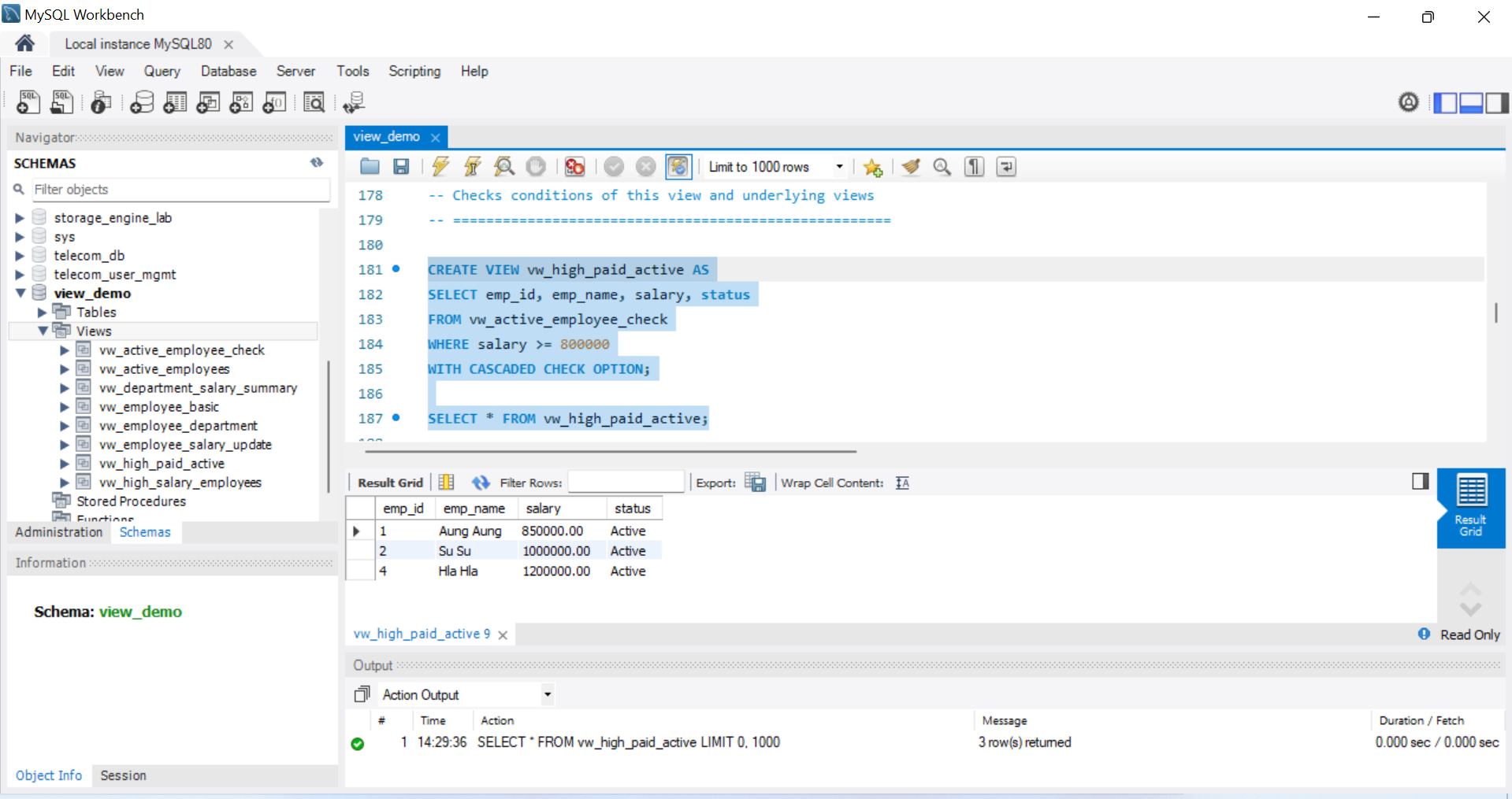 SQL Output