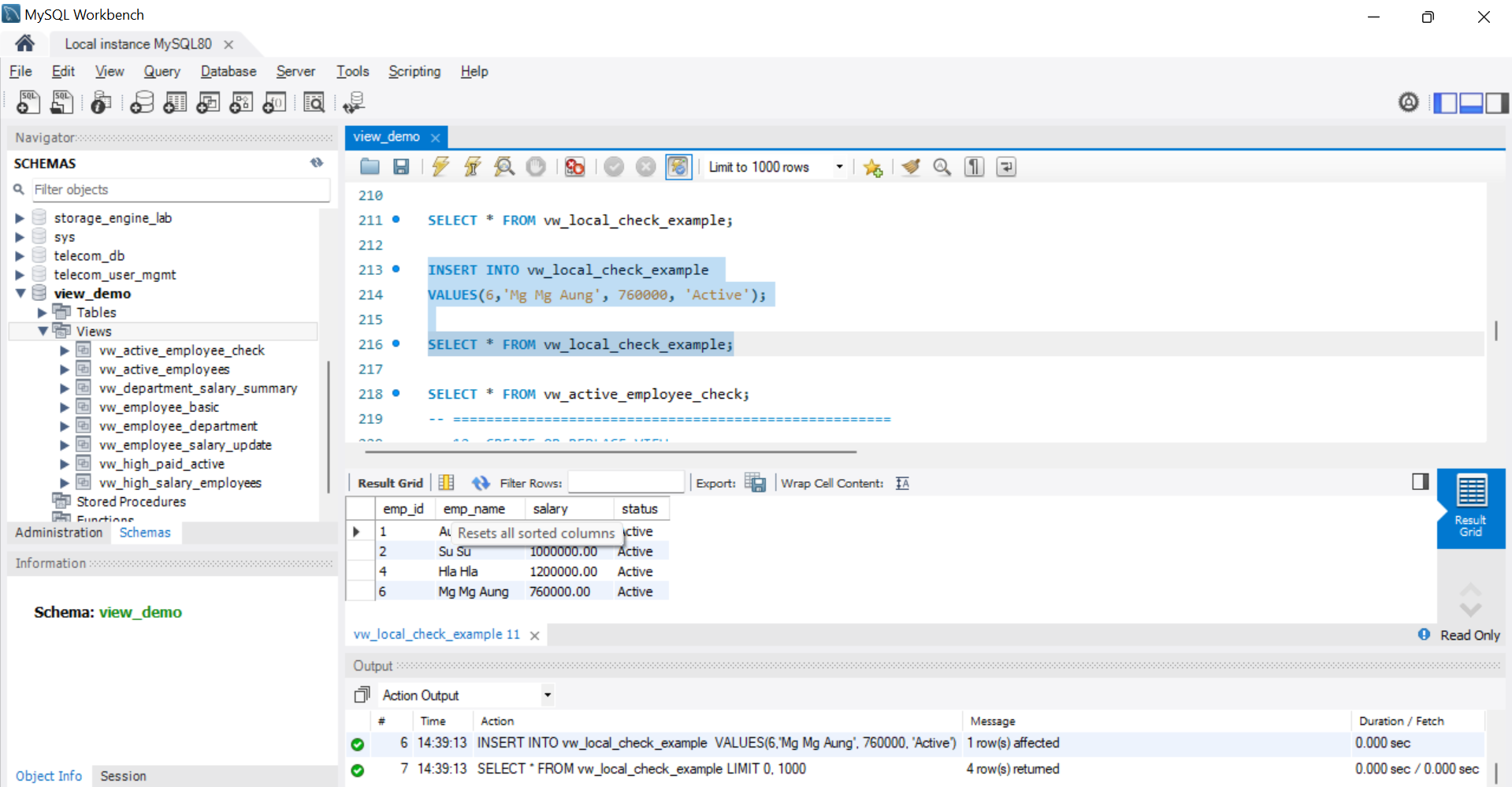 SQL Output