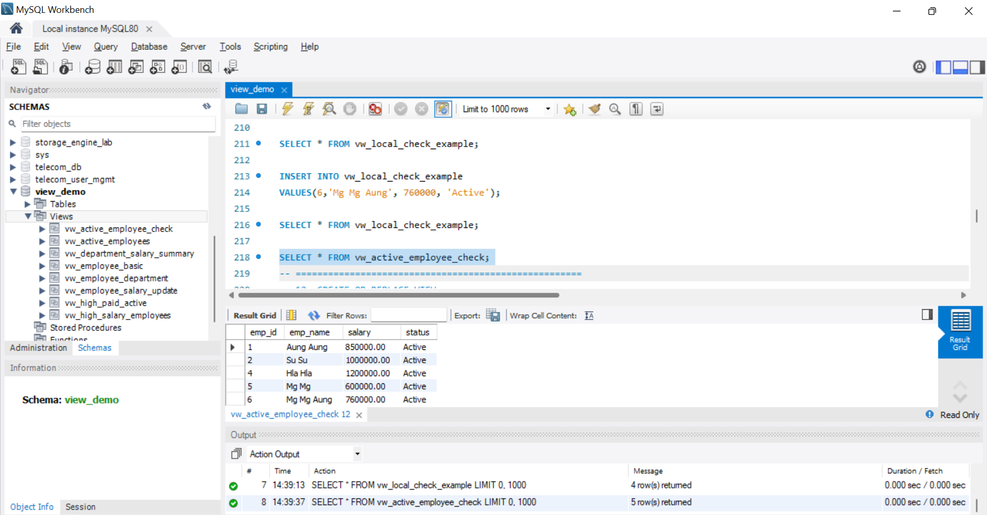 SQL Output