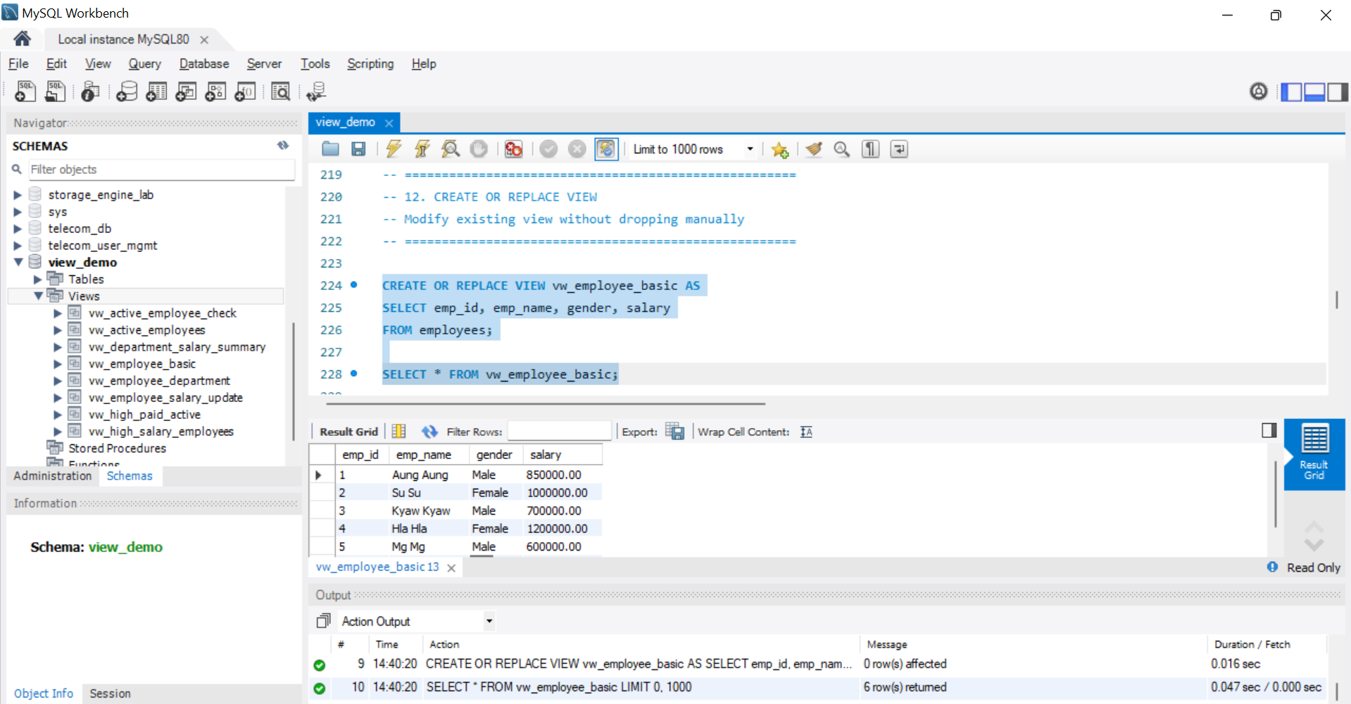 SQL Output