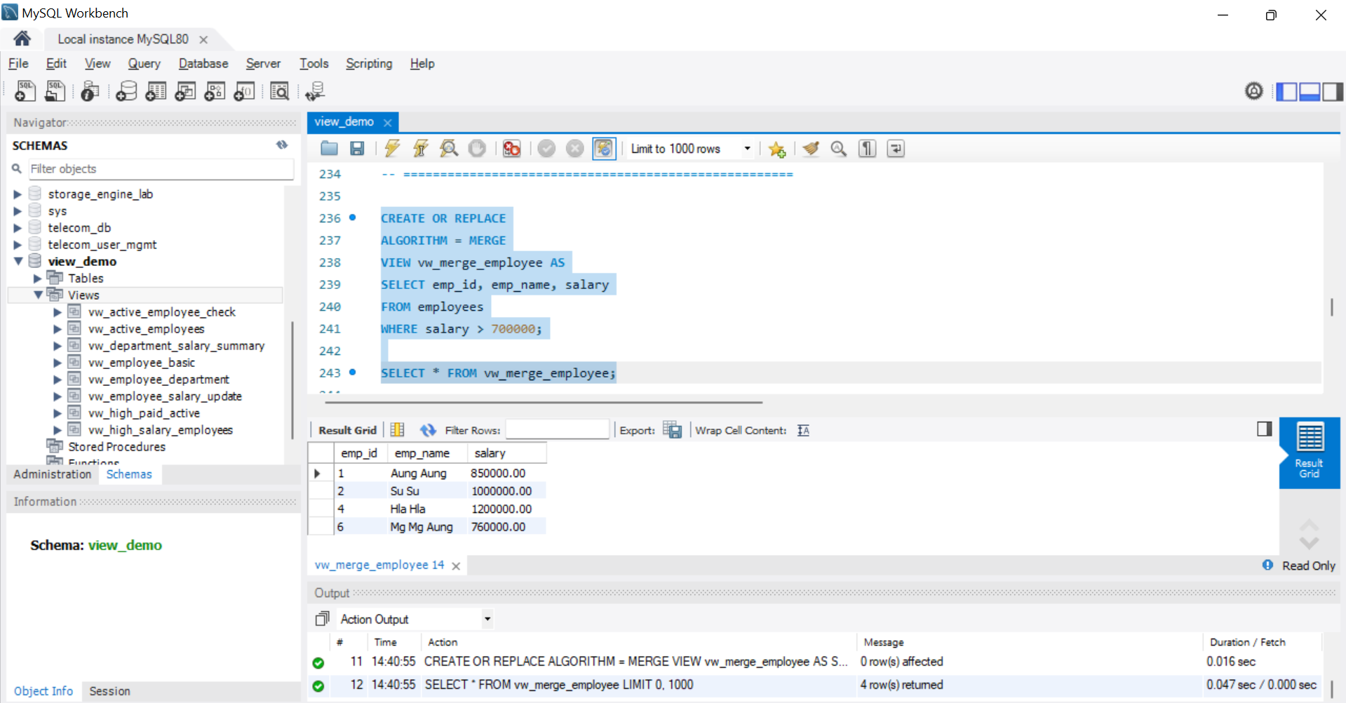 SQL Output