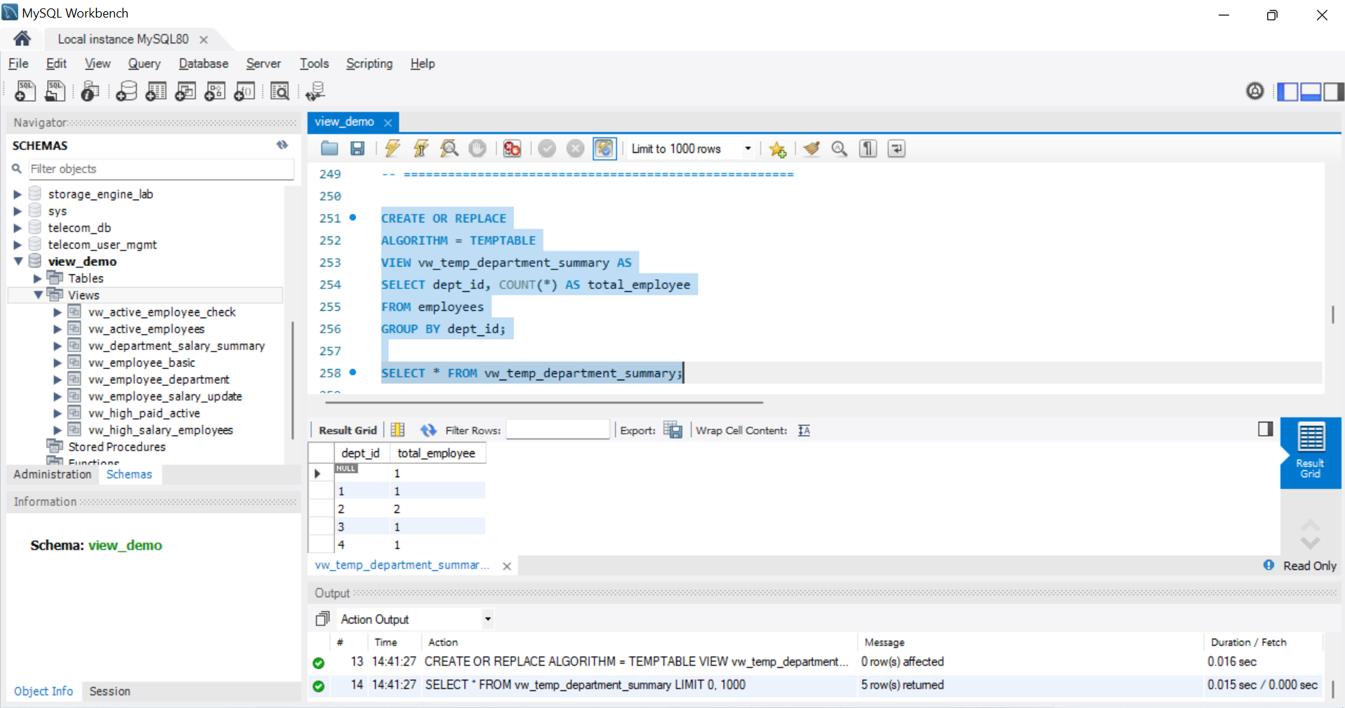 SQL Output