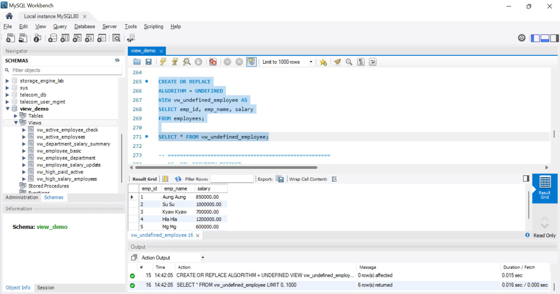 SQL Output