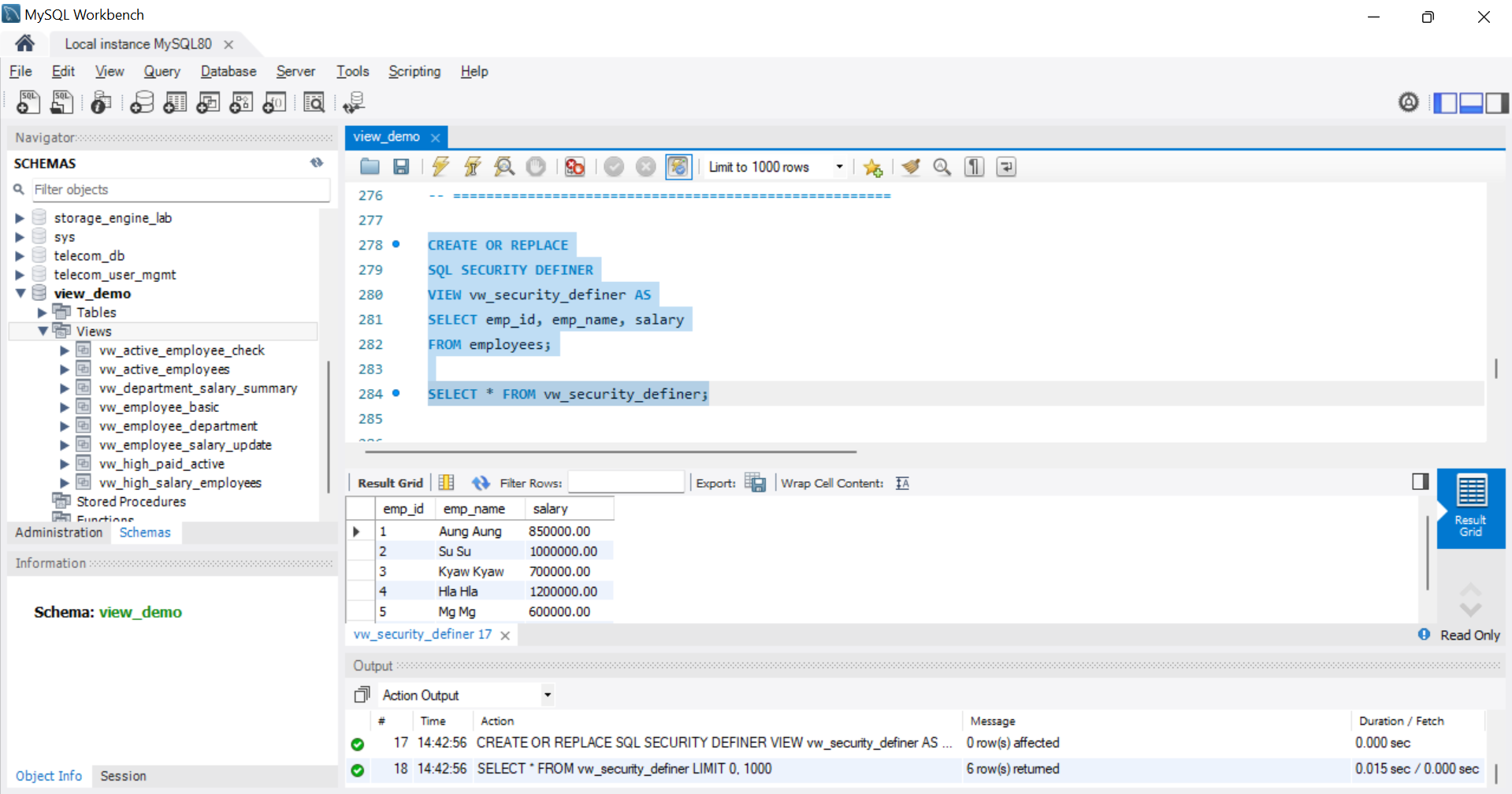 SQL Output