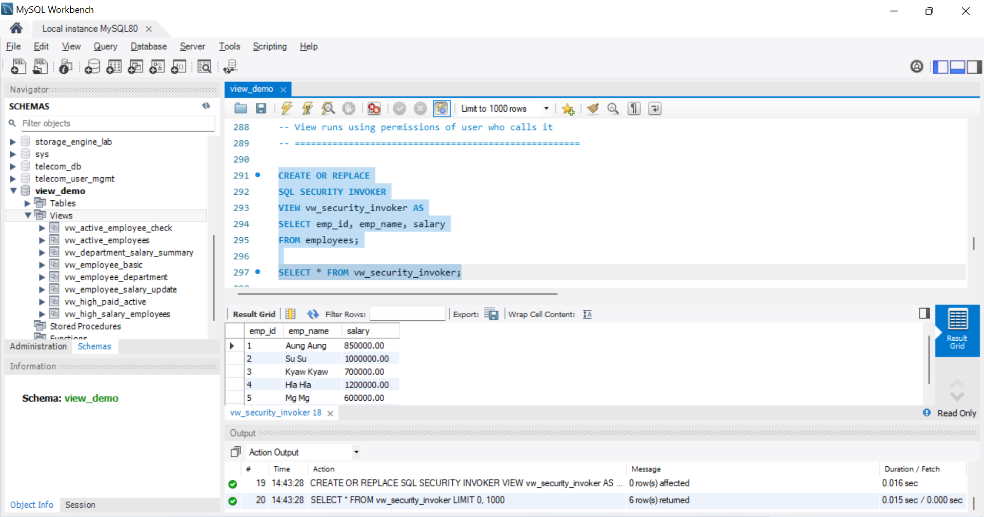 SQL Output