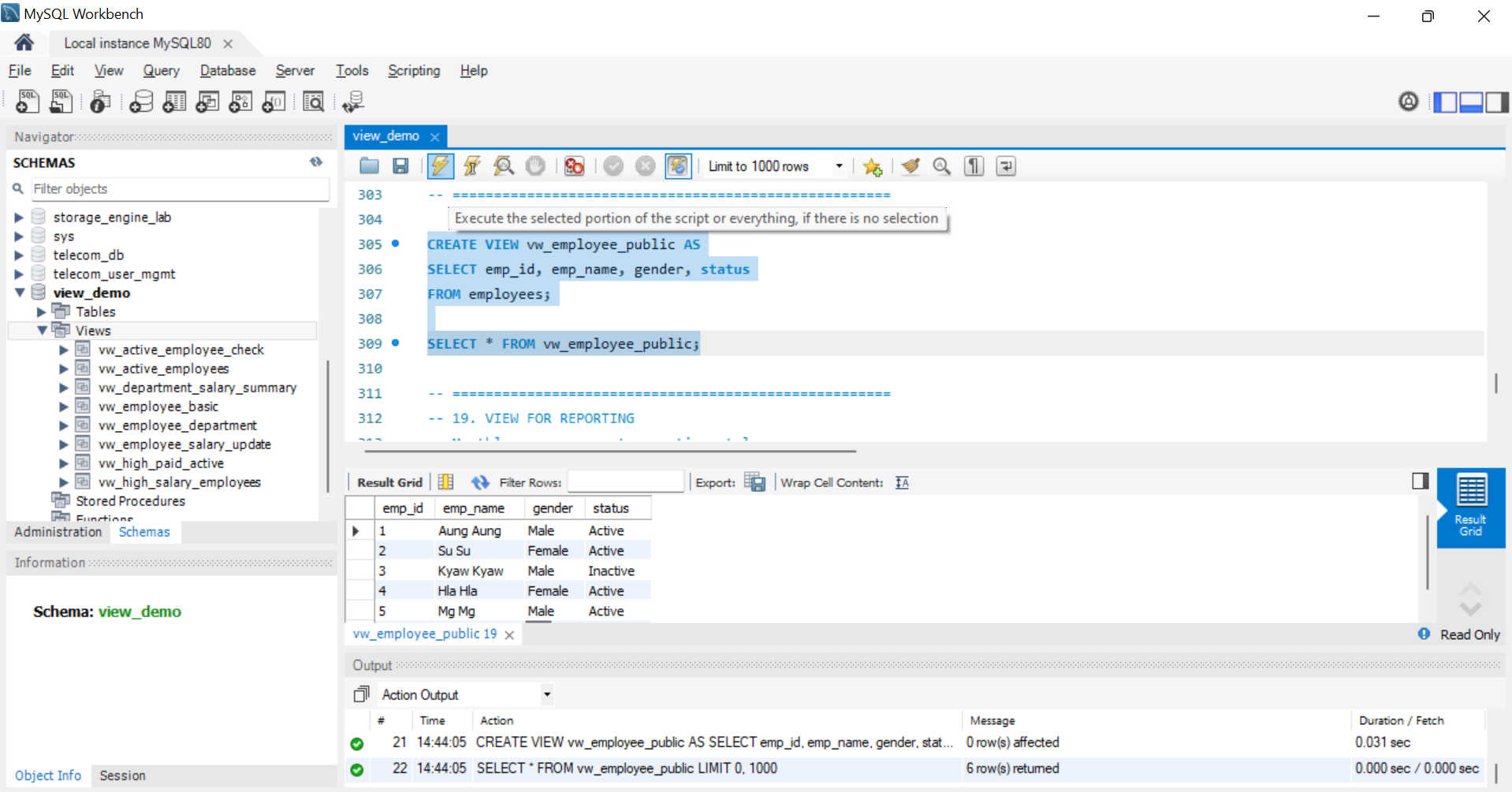 SQL Output