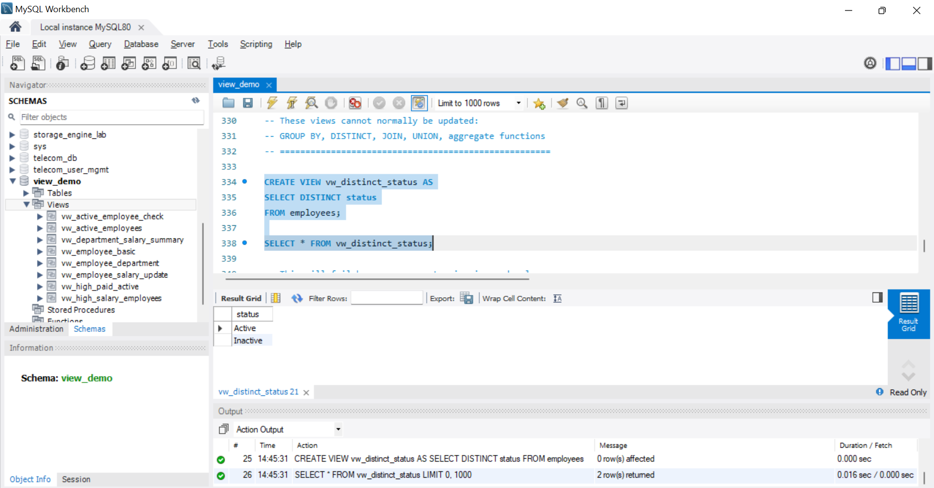 SQL Output
