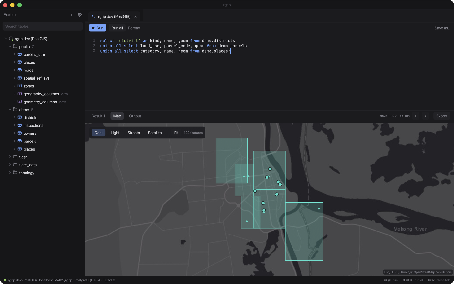 PostGIS map