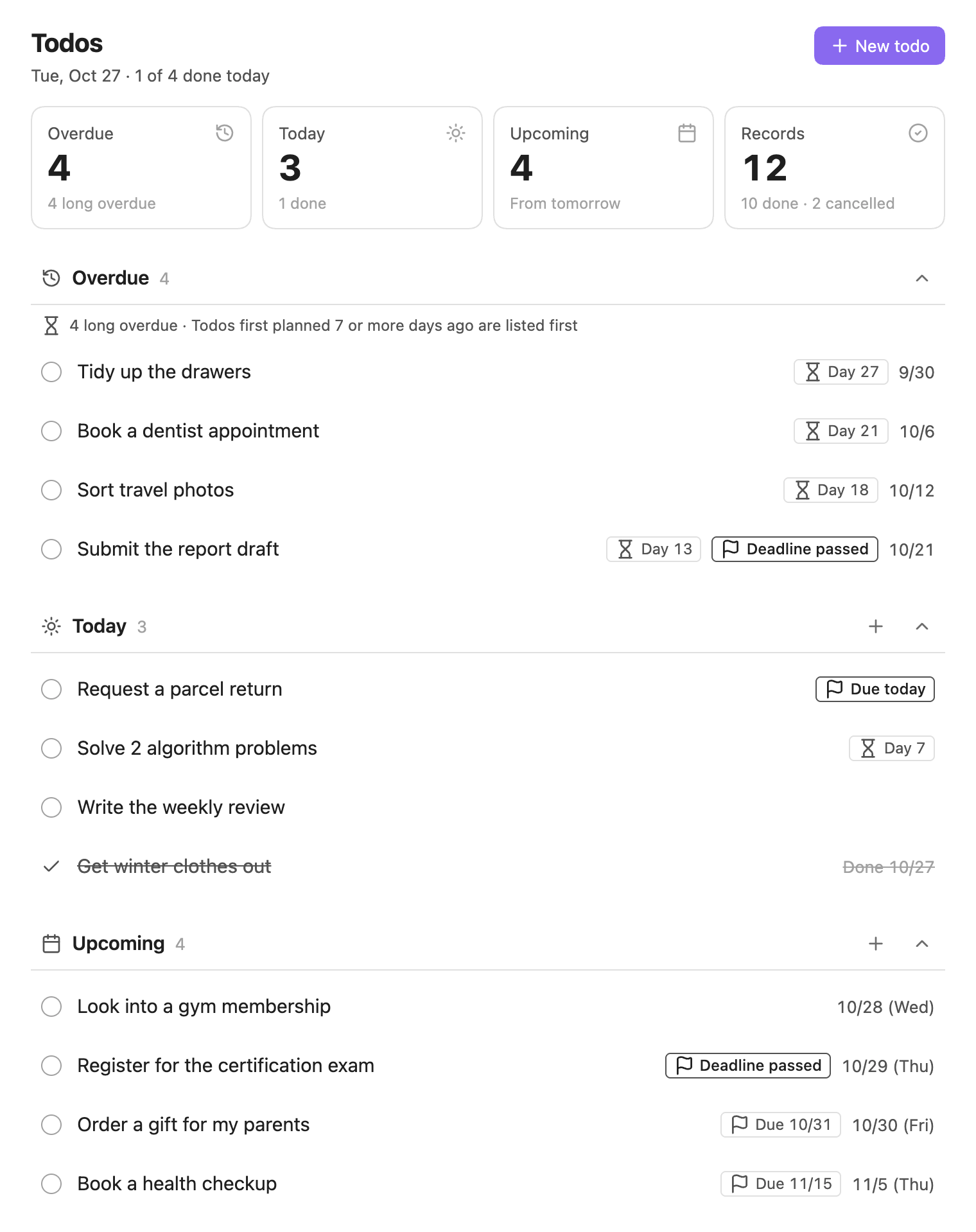 Todo Tracker - Obsidian Plugin