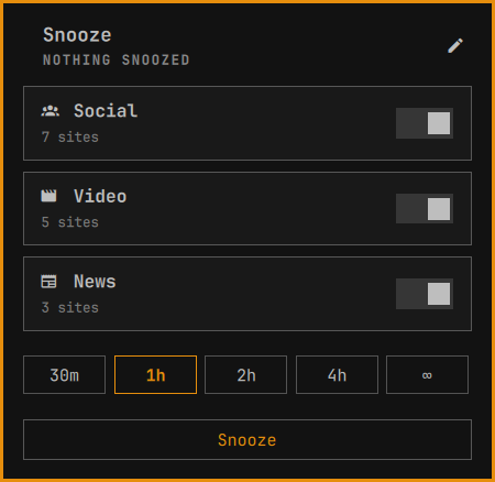 The Snooze panel