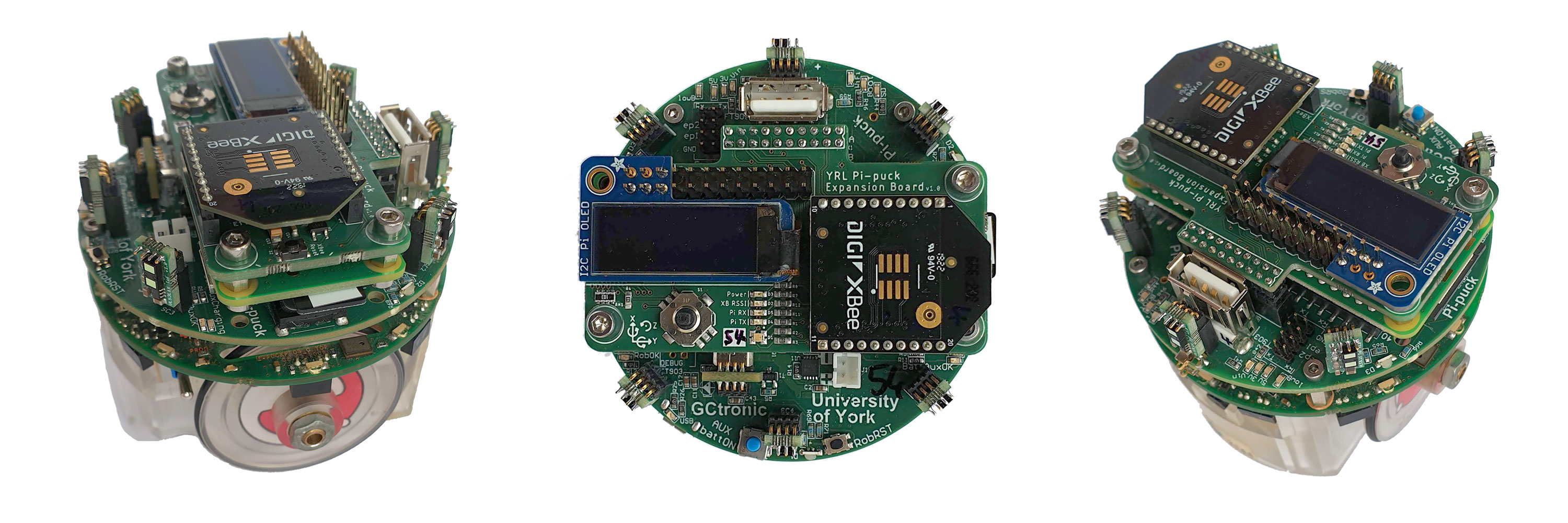 Three different views of the Pi-puck platform.