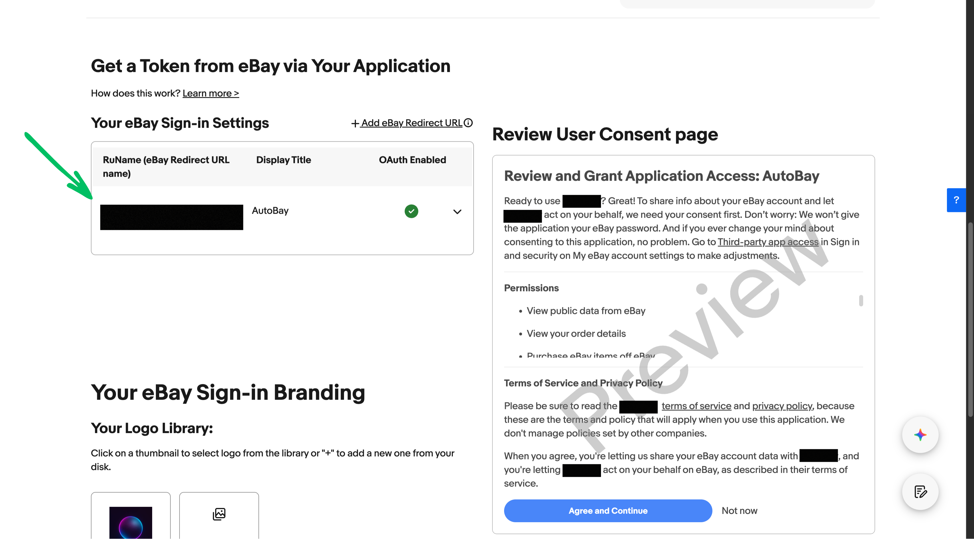 Step 2 - Copy RuName from eBay Sign-in Settings