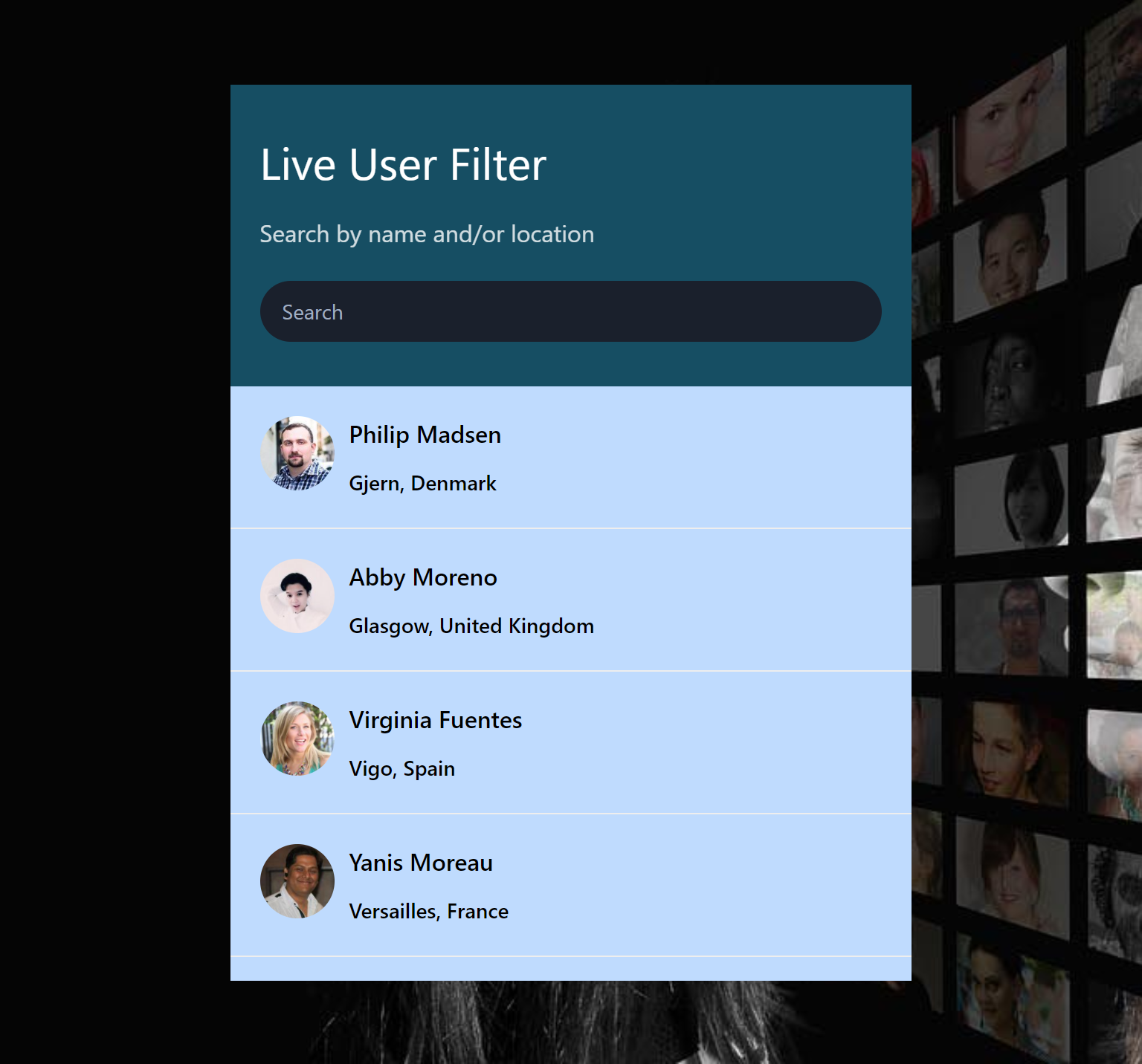 Live User Filter