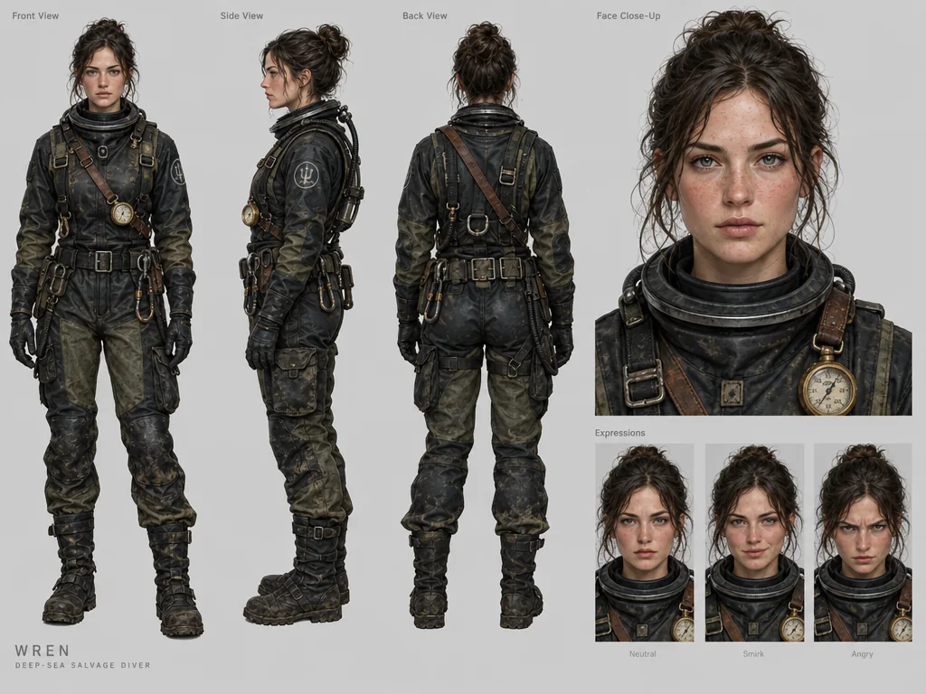 GPT Image 2.5 character design sheet example generated on YouArt