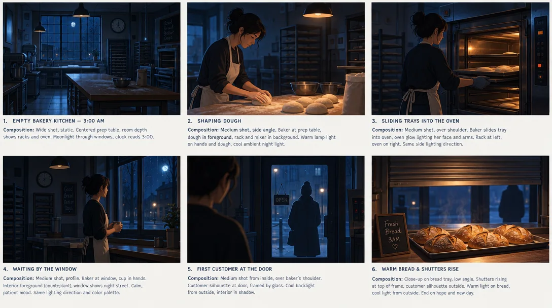GPT Image 2.5 multi-panel interface and storyboard layout example generated on YouArt