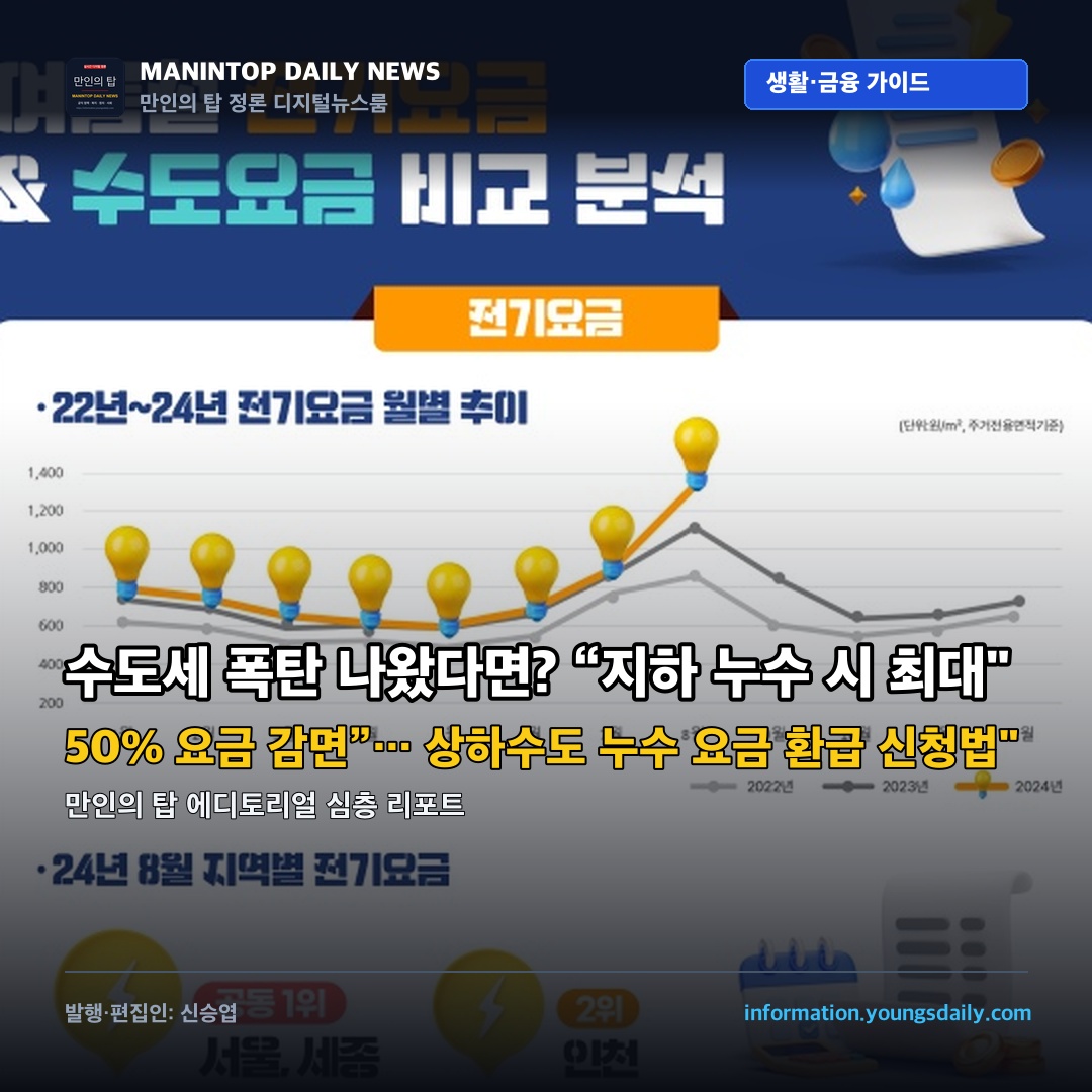 수도세 폭탄 나왔다면? “지하 누수 시 최대 50% 요금 감면”… 상하수도 누수 요금 환급 신청법