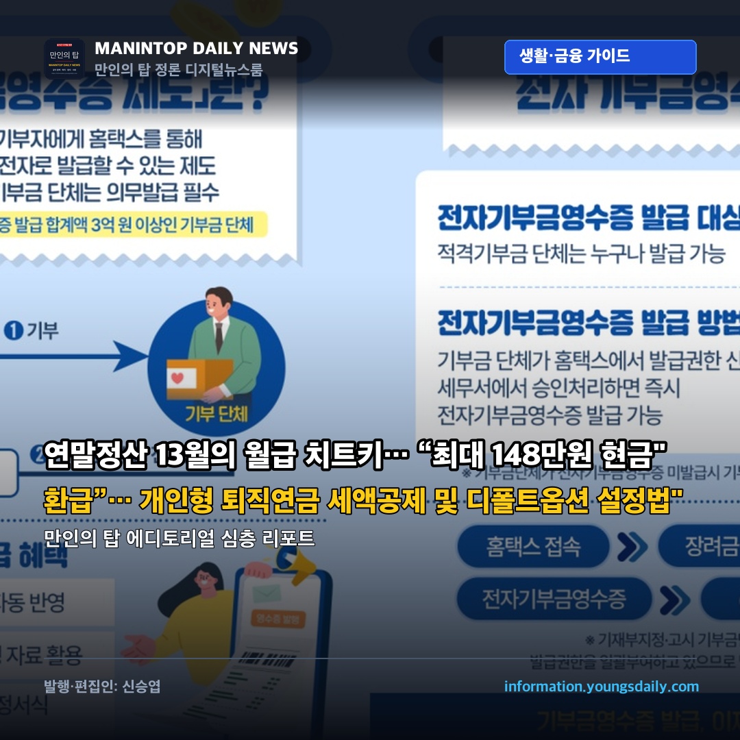 연말정산 13월의 월급 치트키… “최대 148만원 현금 환급”… 개인형 퇴직연금(IRP) 세액공제 및 디폴트옵션 설정법