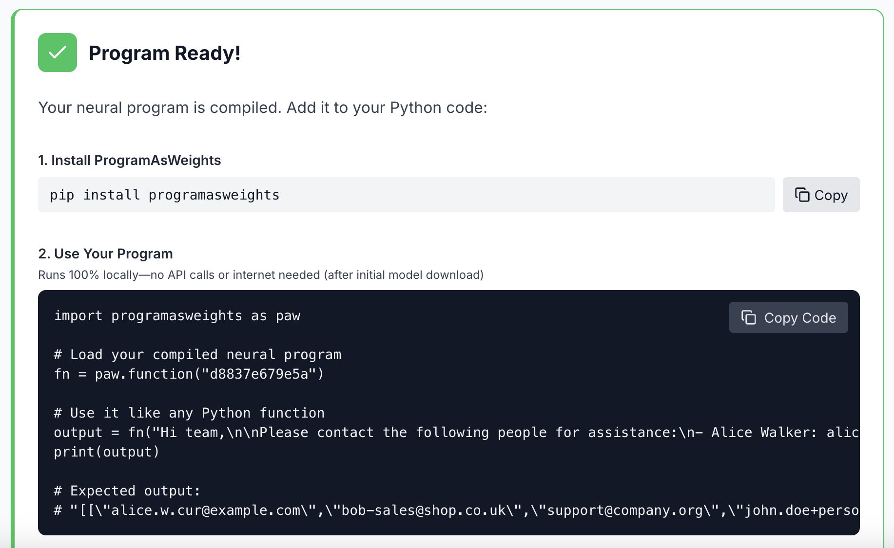 PAW Python local execution step