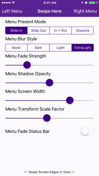 SideMenu preview