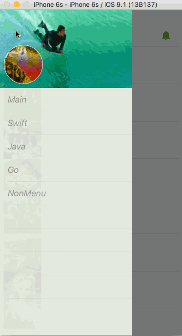 SlideMenuControllerSwift preview