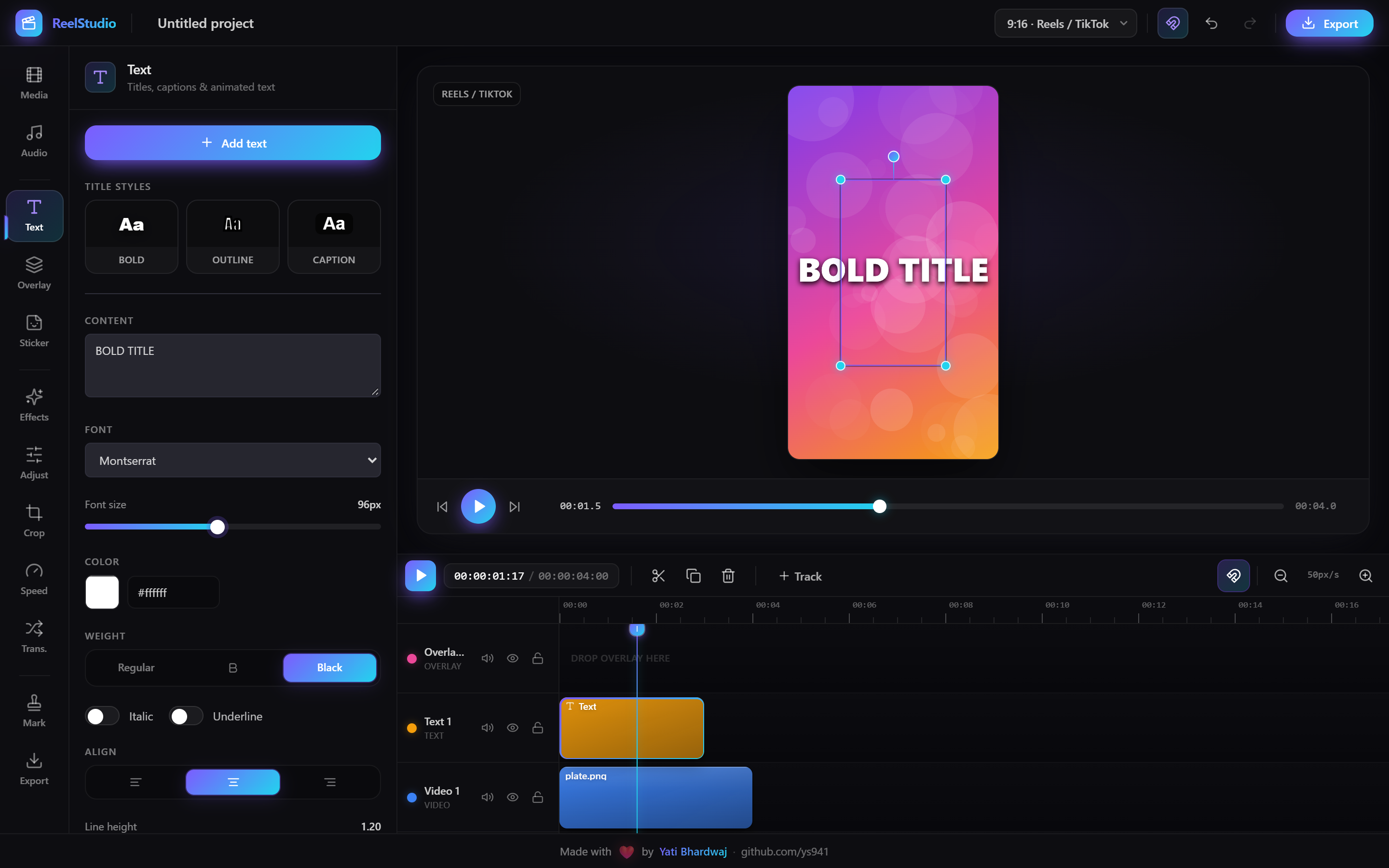 ReelStudio editor