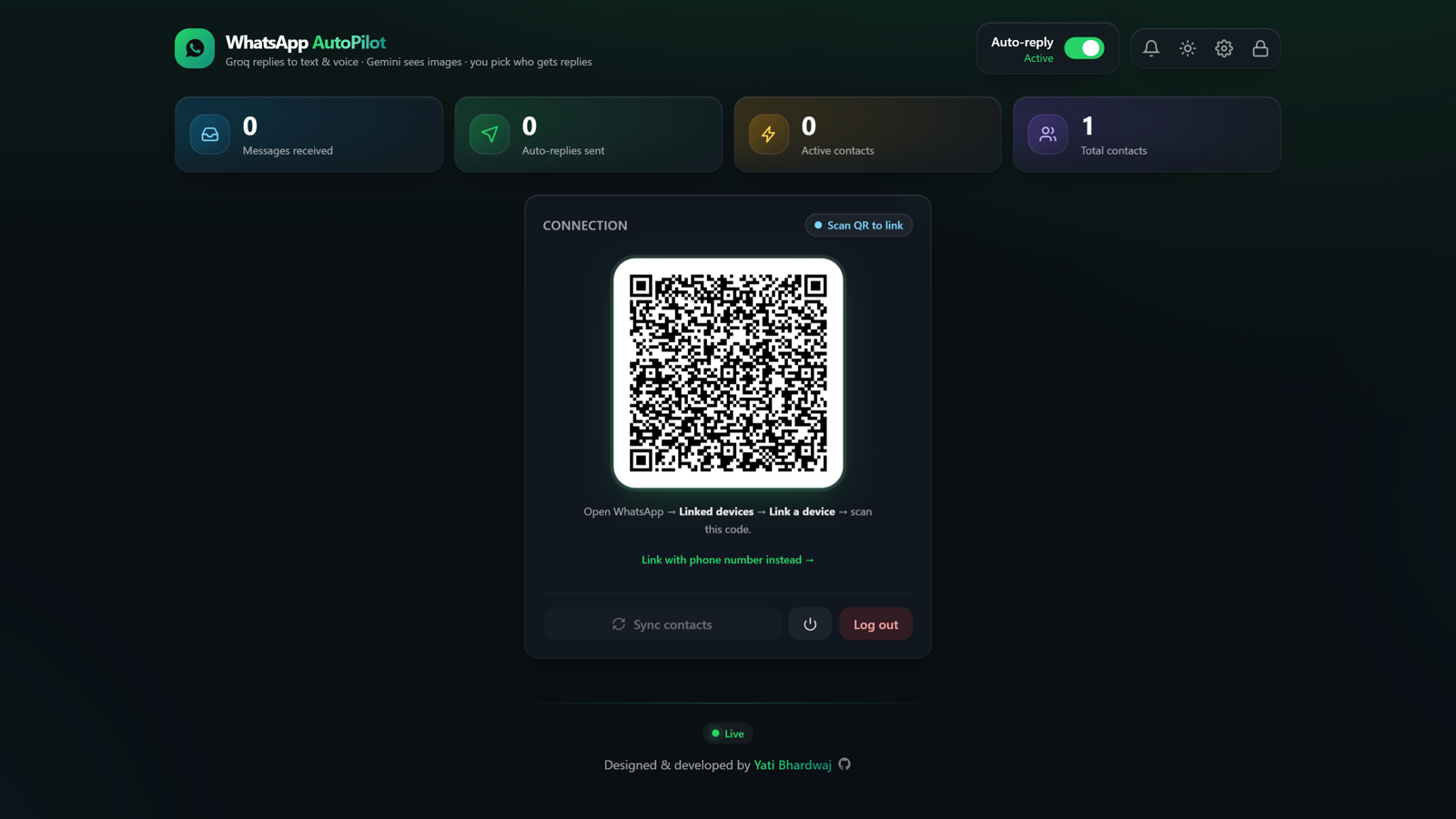 WhatsApp AutoPilot dashboard
