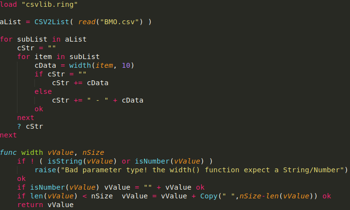 Ring syntax highlighting - keywords and functions