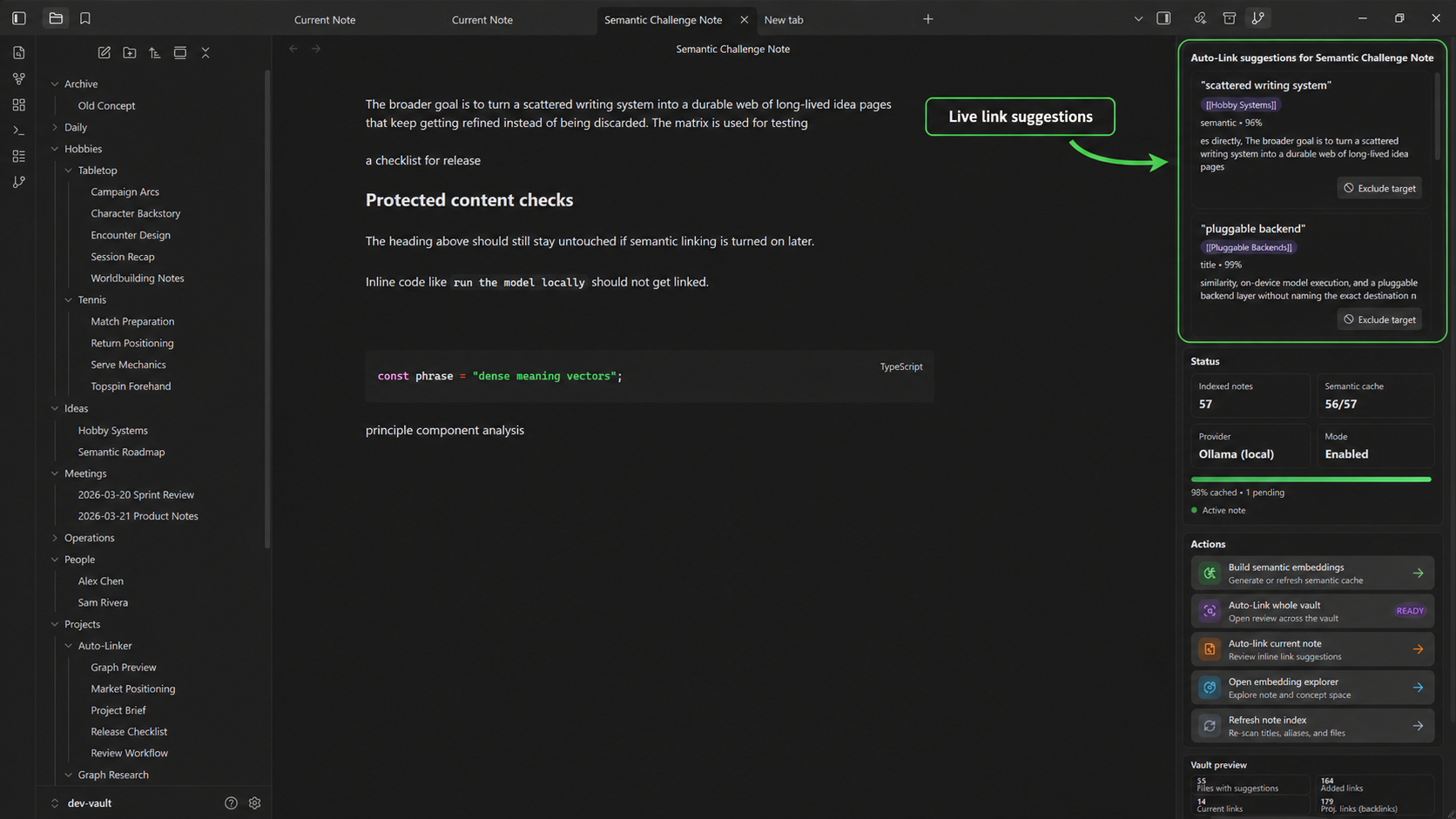 Live sidebar suggestions