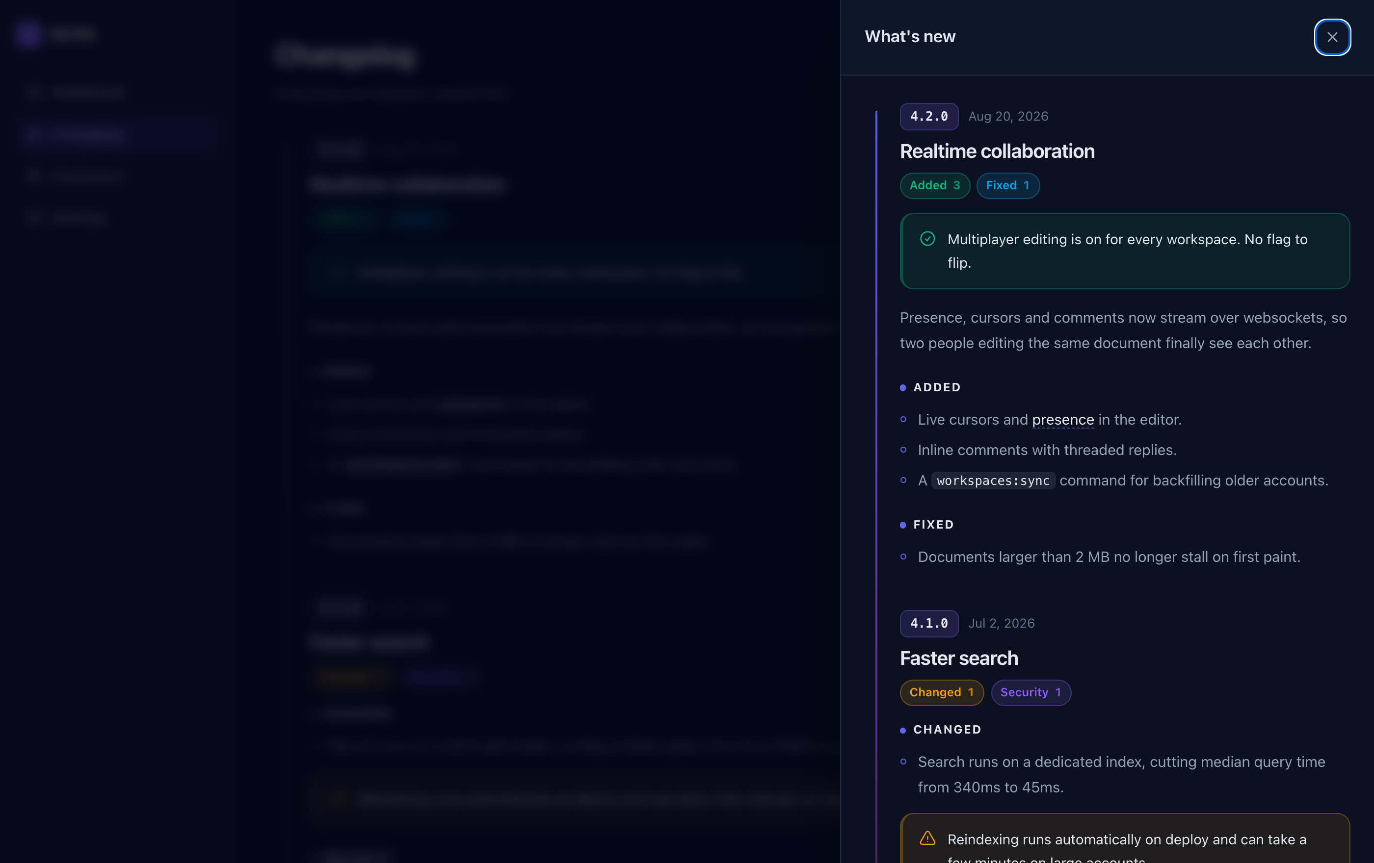 Timeline in dark mode