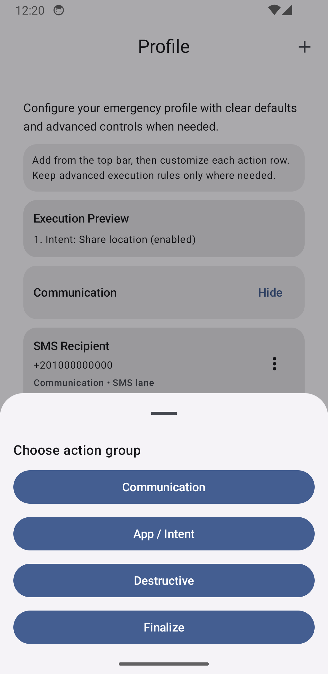 Actions drawer (EN)