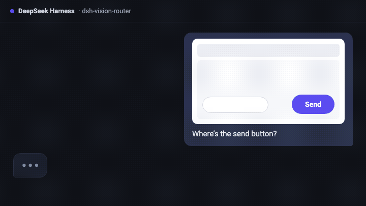 Demo: paste an image, the agent locates the send button with vision_ground / vision_crop / vision_pixel_diff and answers with coordinates