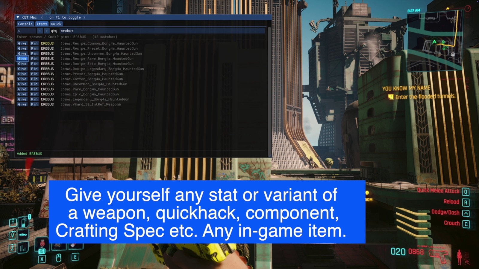 Find any item and its stats