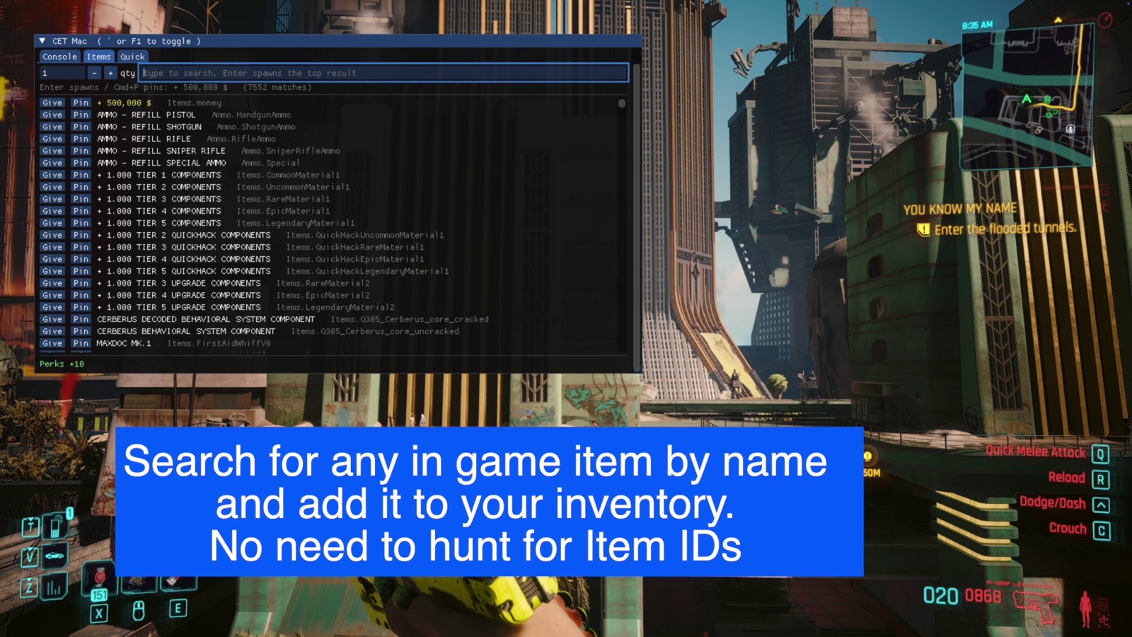 Search any item and spawn it