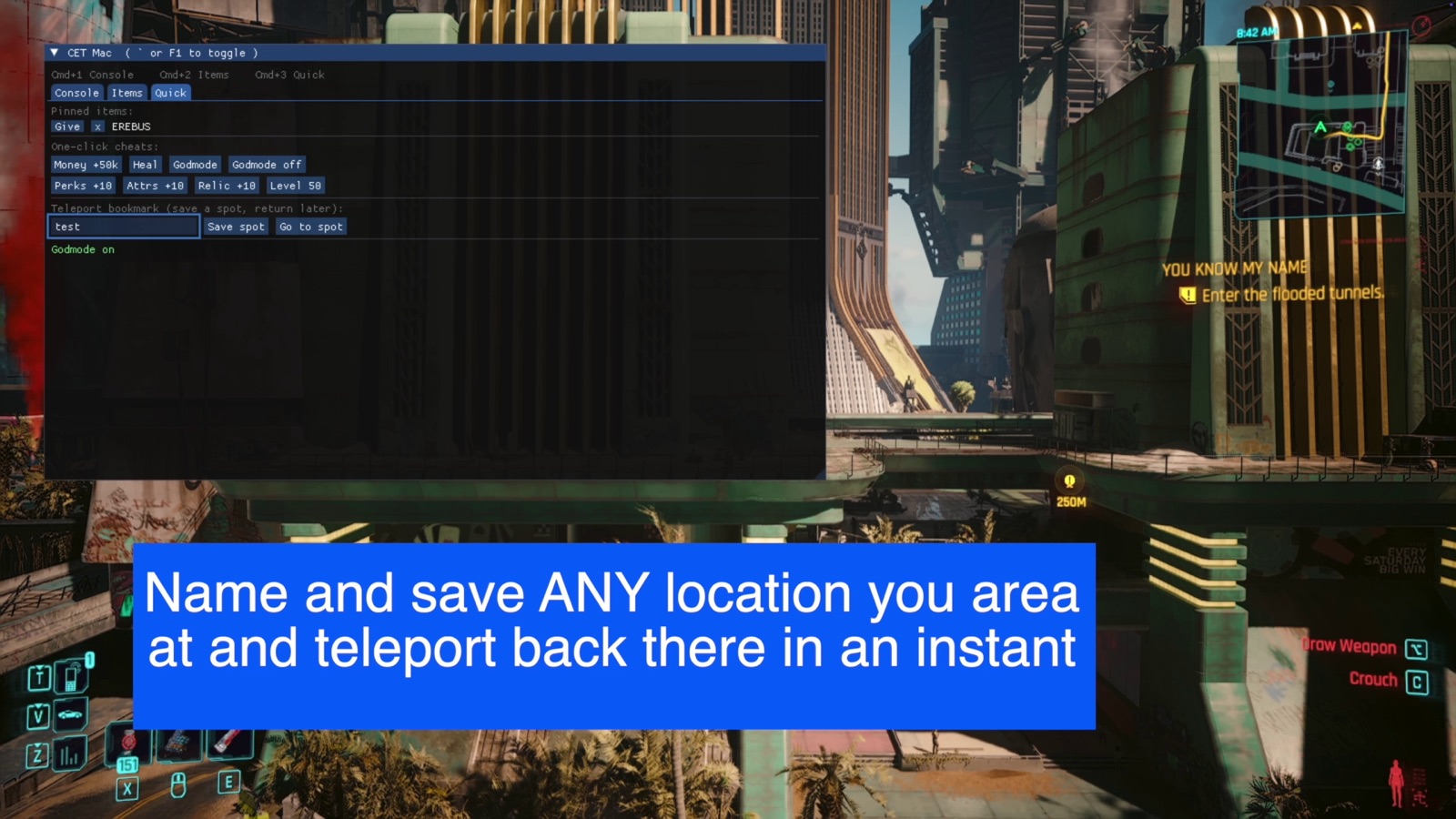 Teleport and quick actions