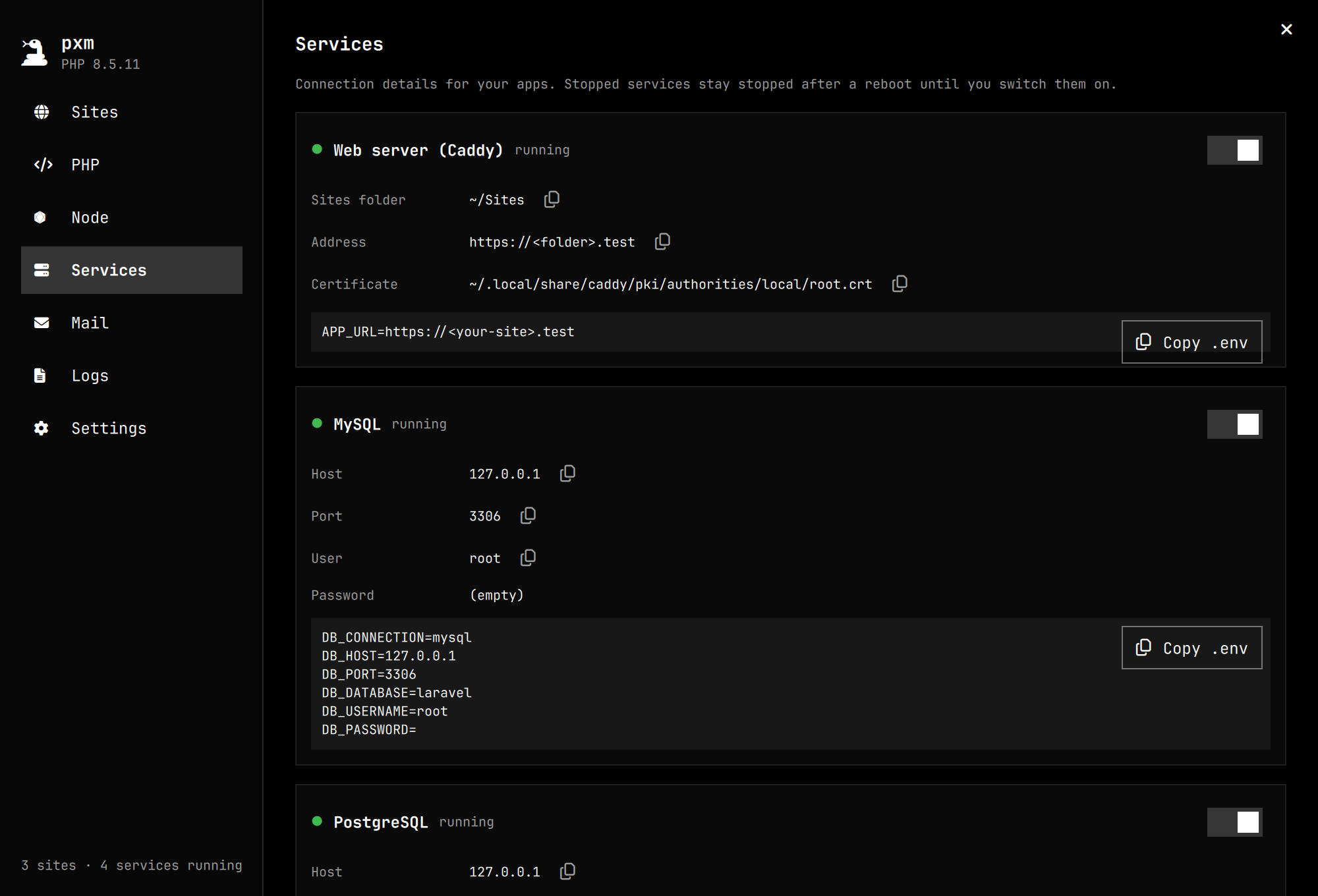 Services page