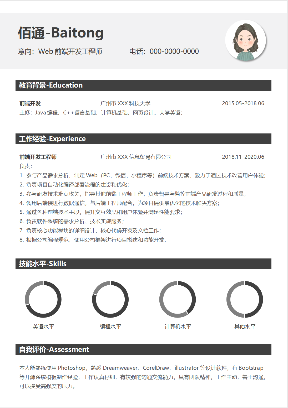 简历模版内容图片